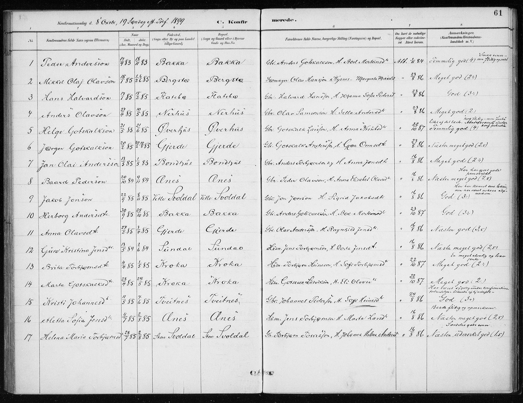 Kvinnherad sokneprestembete, SAB/A-76401/H/Haa: Parish register (official) no. F 1, 1887-1912, p. 61