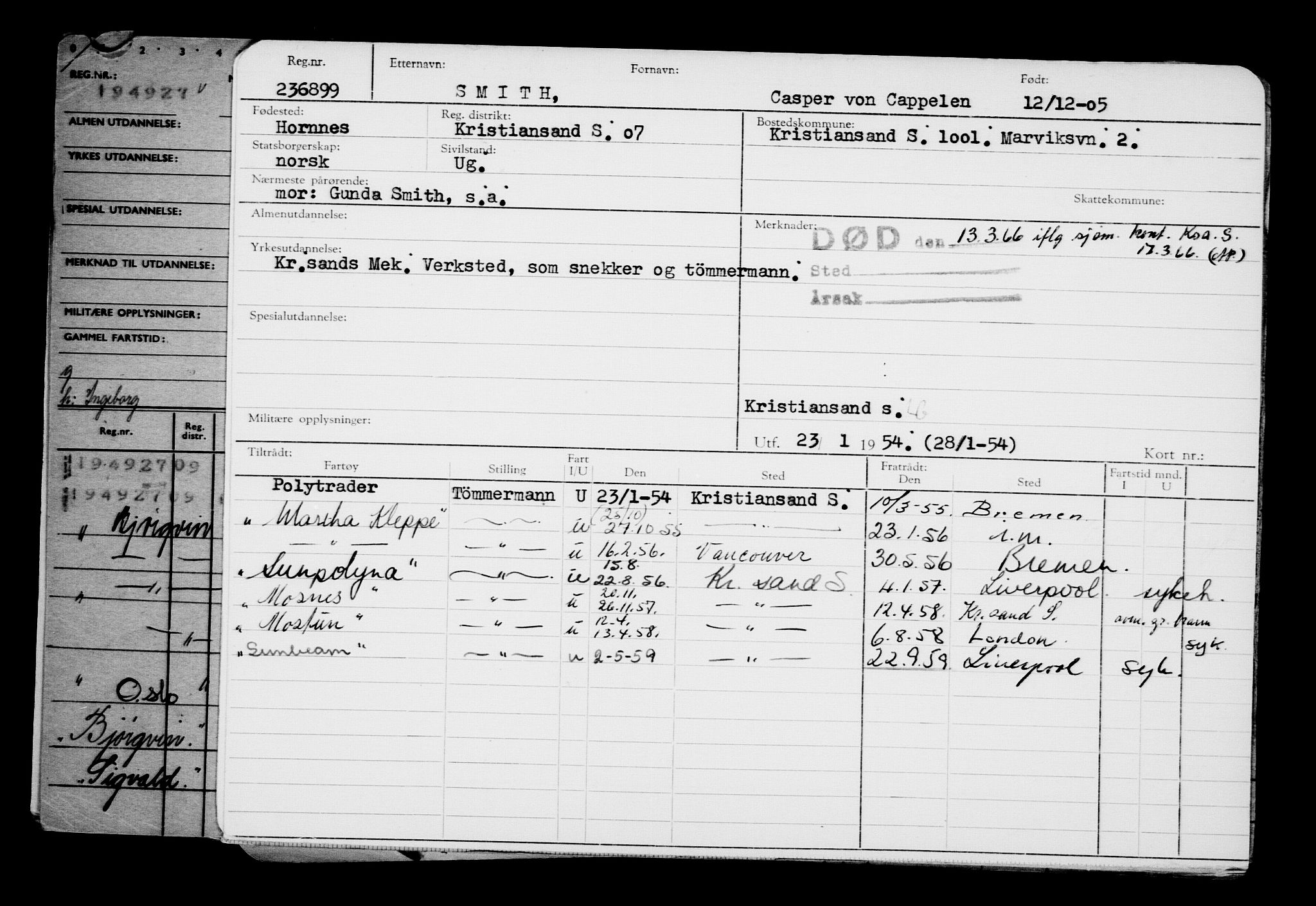 Direktoratet for sjømenn, RA/S-3545/G/Gb/L0062: Hovedkort, 1905, p. 407