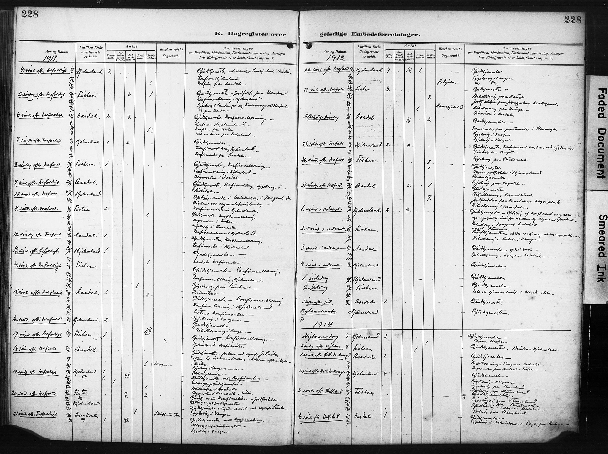 Hjelmeland sokneprestkontor, SAST/A-101843/02/A/L0002: Parish register (official) no. A 17, 1901-1916, p. 228