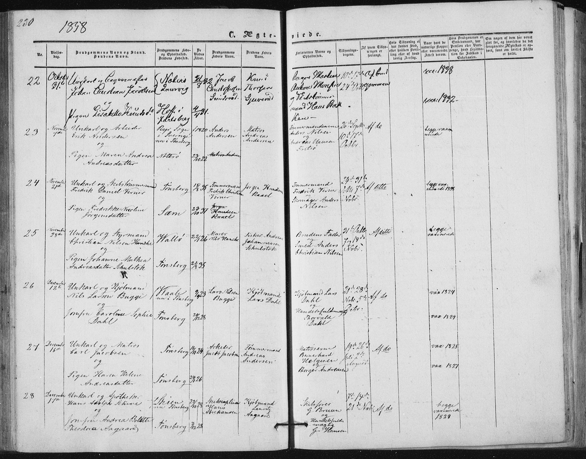 Tønsberg kirkebøker, AV/SAKO-A-330/F/Fa/L0008: Parish register (official) no. I 8, 1855-1864, p. 230