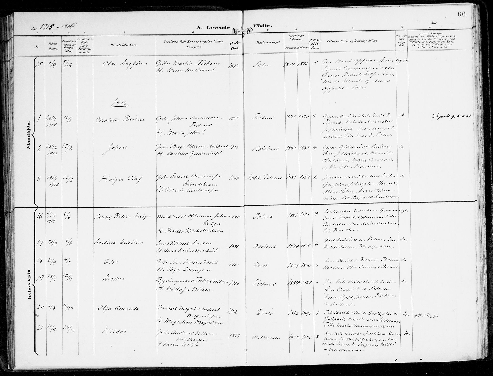 Hamre sokneprestembete, SAB/A-75501/H/Ha/Haa/Haad/L0002: Parish register (official) no. D 2, 1899-1916, p. 66