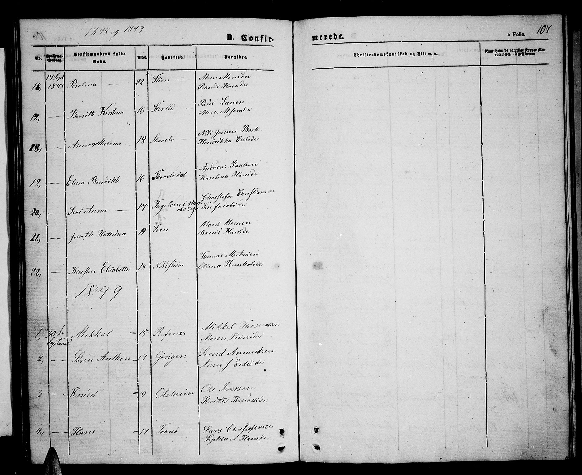 Tranøy sokneprestkontor, SATØ/S-1313/I/Ia/Iab/L0002klokker: Parish register (copy) no. 2, 1847-1860, p. 107