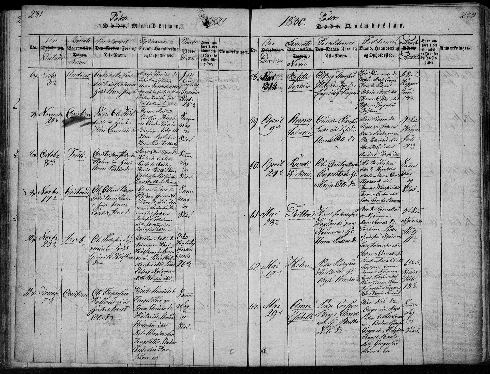 Modum kirkebøker, SAKO/A-234/F/Fa/L0005: Parish register (official) no. 5, 1824-1841, p. 231-232