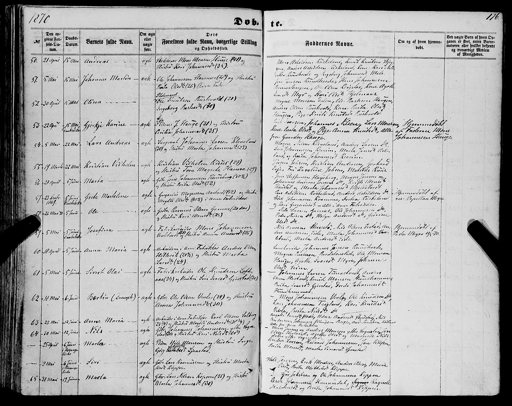 Haus sokneprestembete, AV/SAB-A-75601/H/Haa: Parish register (official) no. A 17, 1858-1870, p. 176