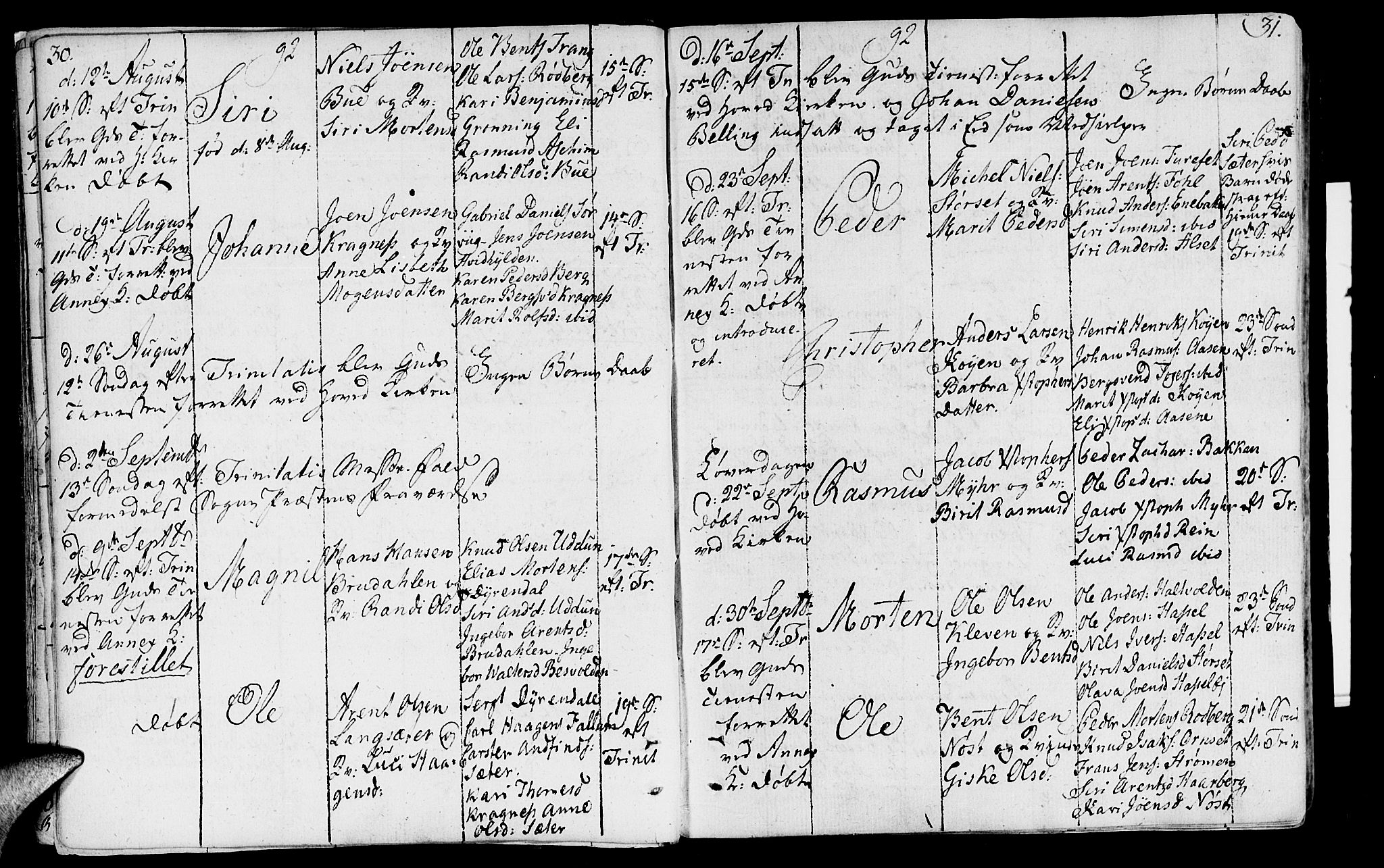 Ministerialprotokoller, klokkerbøker og fødselsregistre - Sør-Trøndelag, SAT/A-1456/646/L0606: Parish register (official) no. 646A04, 1791-1805, p. 30-31
