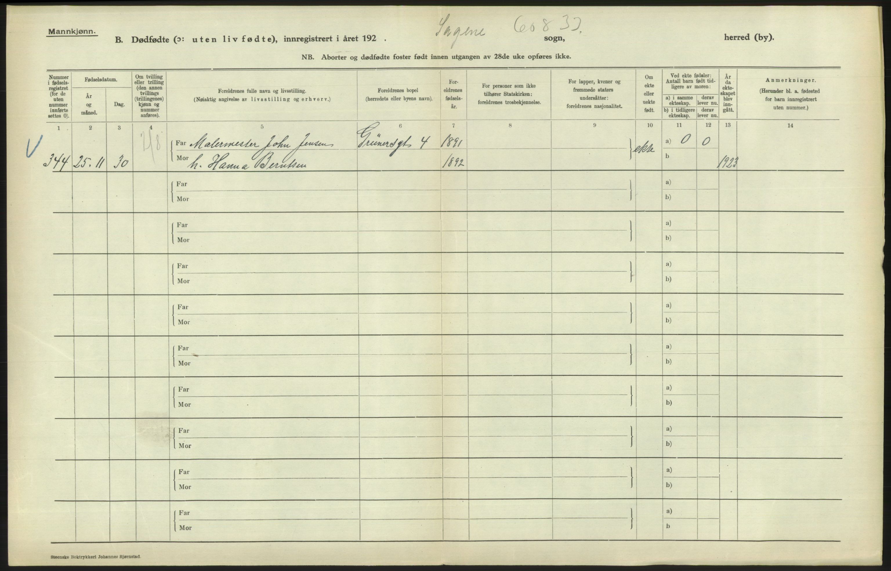 Statistisk sentralbyrå, Sosiodemografiske emner, Befolkning, AV/RA-S-2228/D/Df/Dfc/Dfce/L0010: Oslo: Døde kvinner, dødfødte, 1925, p. 82