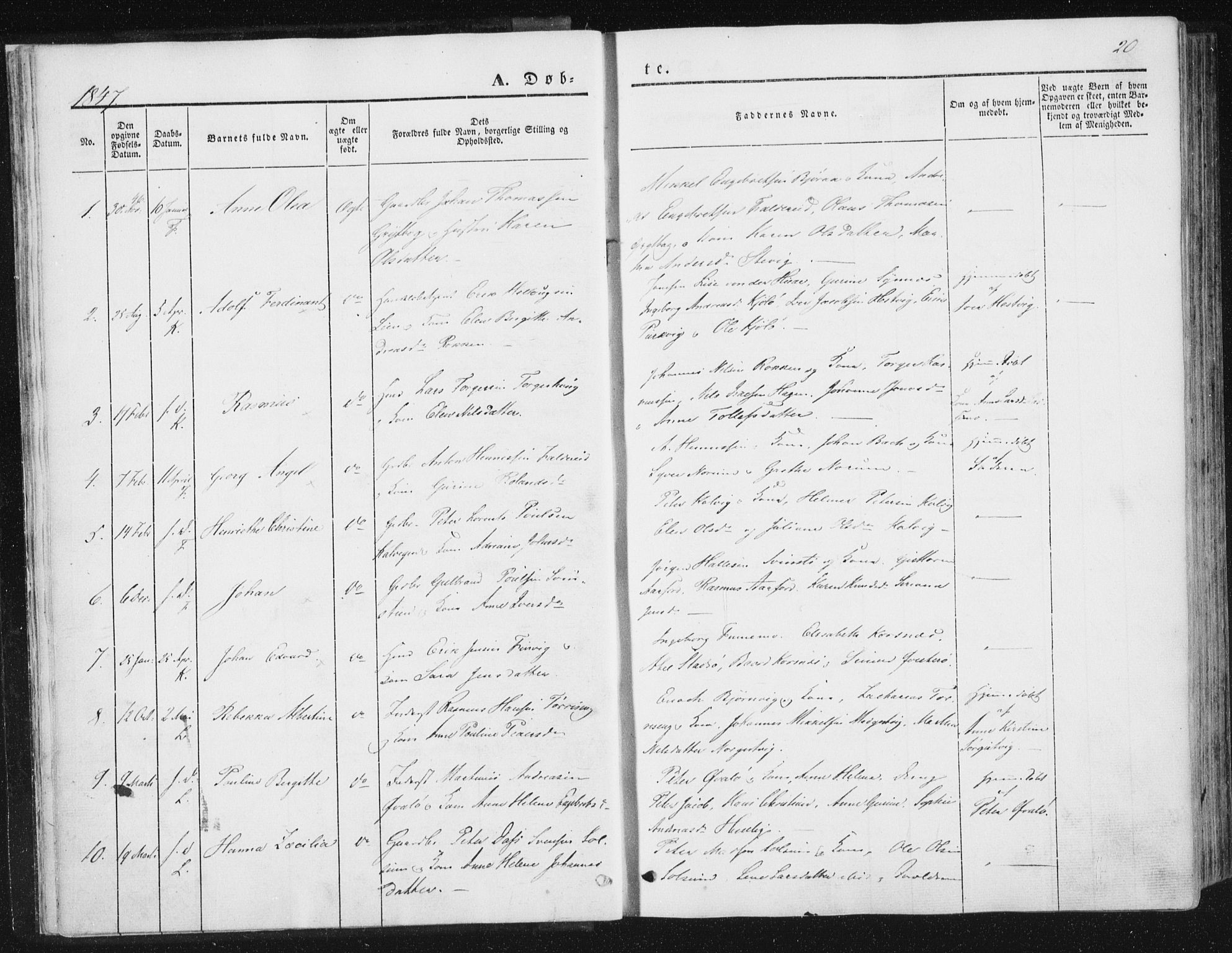 Ministerialprotokoller, klokkerbøker og fødselsregistre - Nord-Trøndelag, AV/SAT-A-1458/780/L0640: Parish register (official) no. 780A05, 1845-1856, p. 20