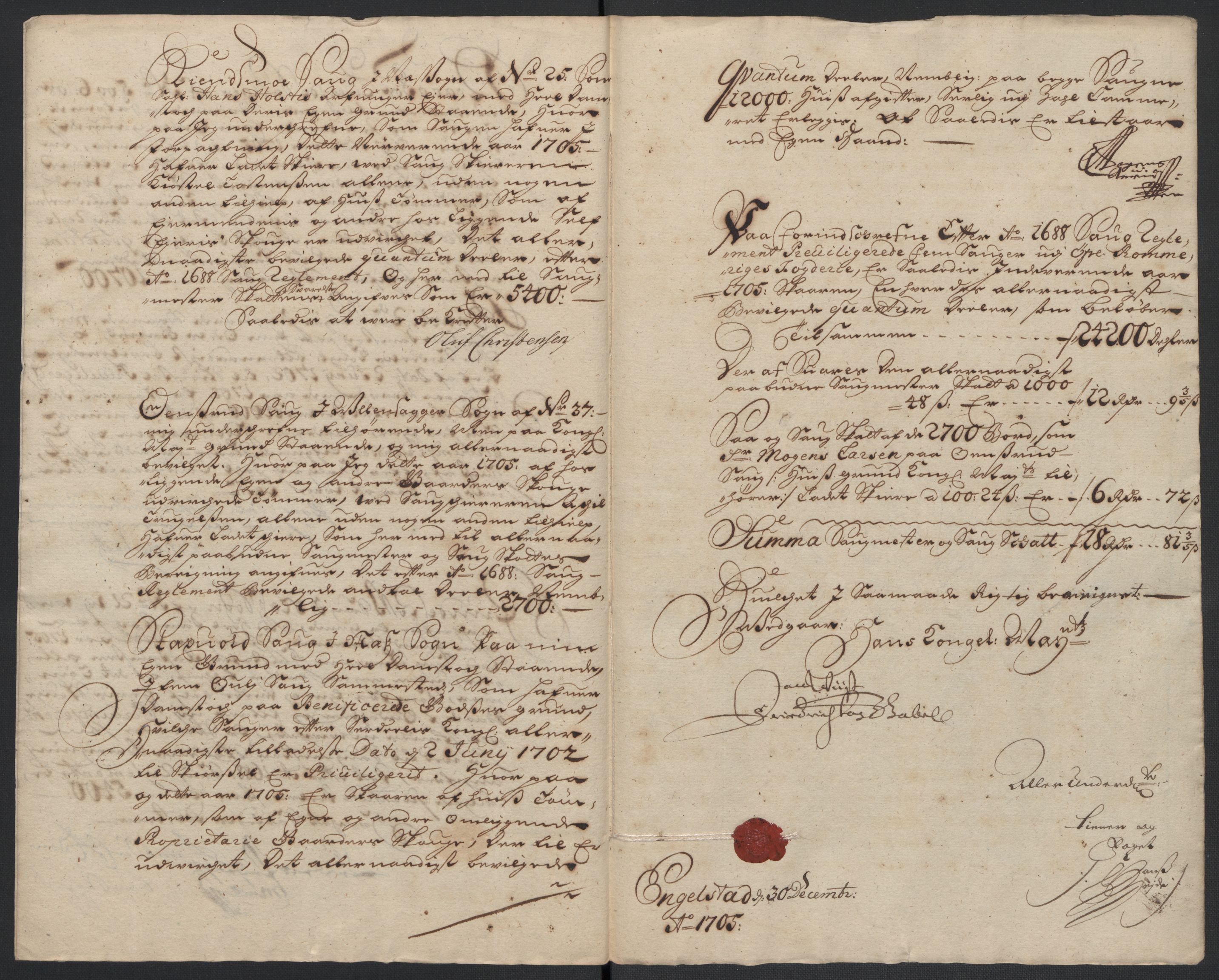 Rentekammeret inntil 1814, Reviderte regnskaper, Fogderegnskap, AV/RA-EA-4092/R12/L0717: Fogderegnskap Øvre Romerike, 1704-1705, p. 396