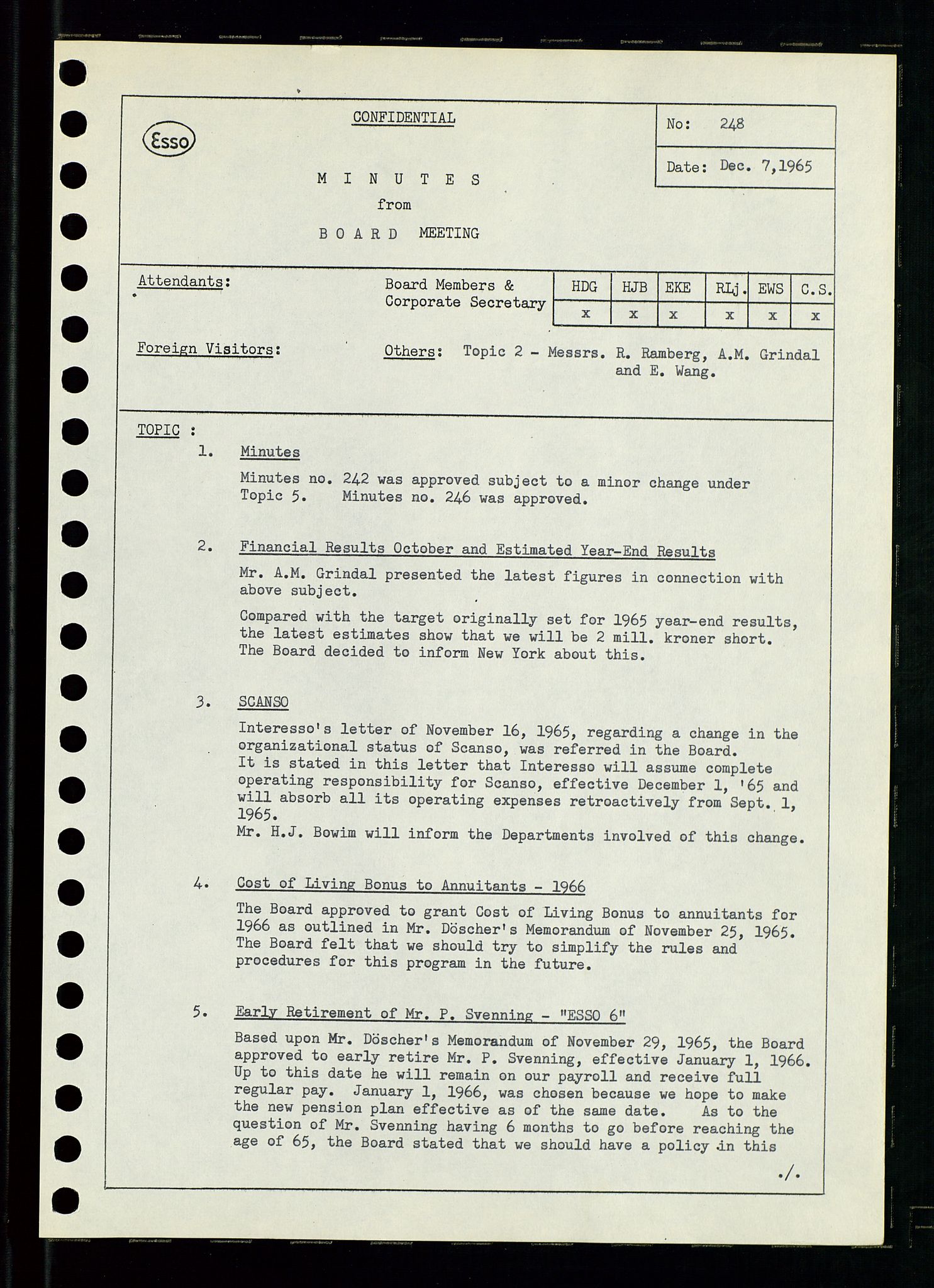 Pa 0982 - Esso Norge A/S, AV/SAST-A-100448/A/Aa/L0002/0001: Den administrerende direksjon Board minutes (styrereferater) / Den administrerende direksjon Board minutes (styrereferater), 1965, p. 12