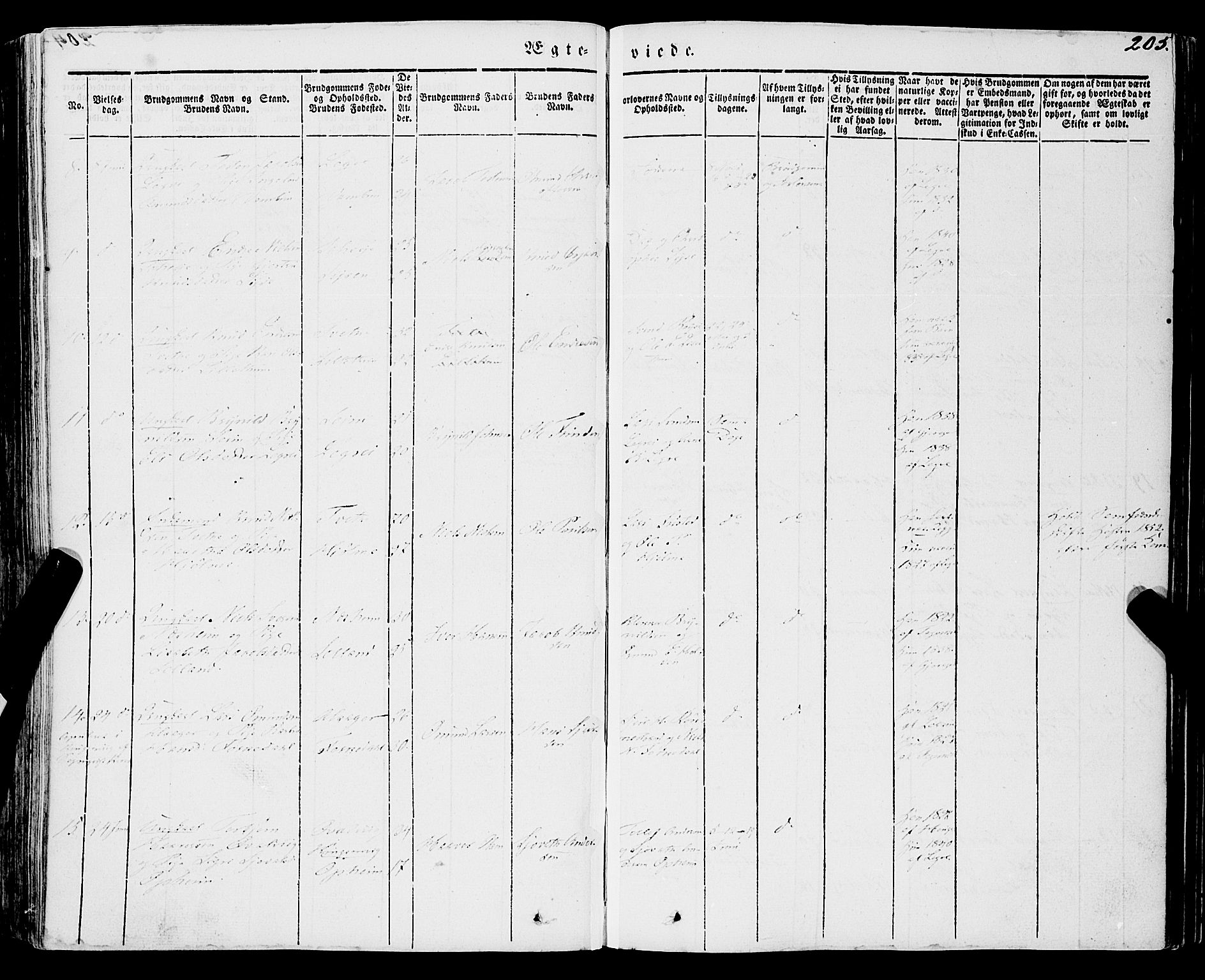Ulvik sokneprestembete, SAB/A-78801/H/Haa: Parish register (official) no. A 12, 1839-1853, p. 205