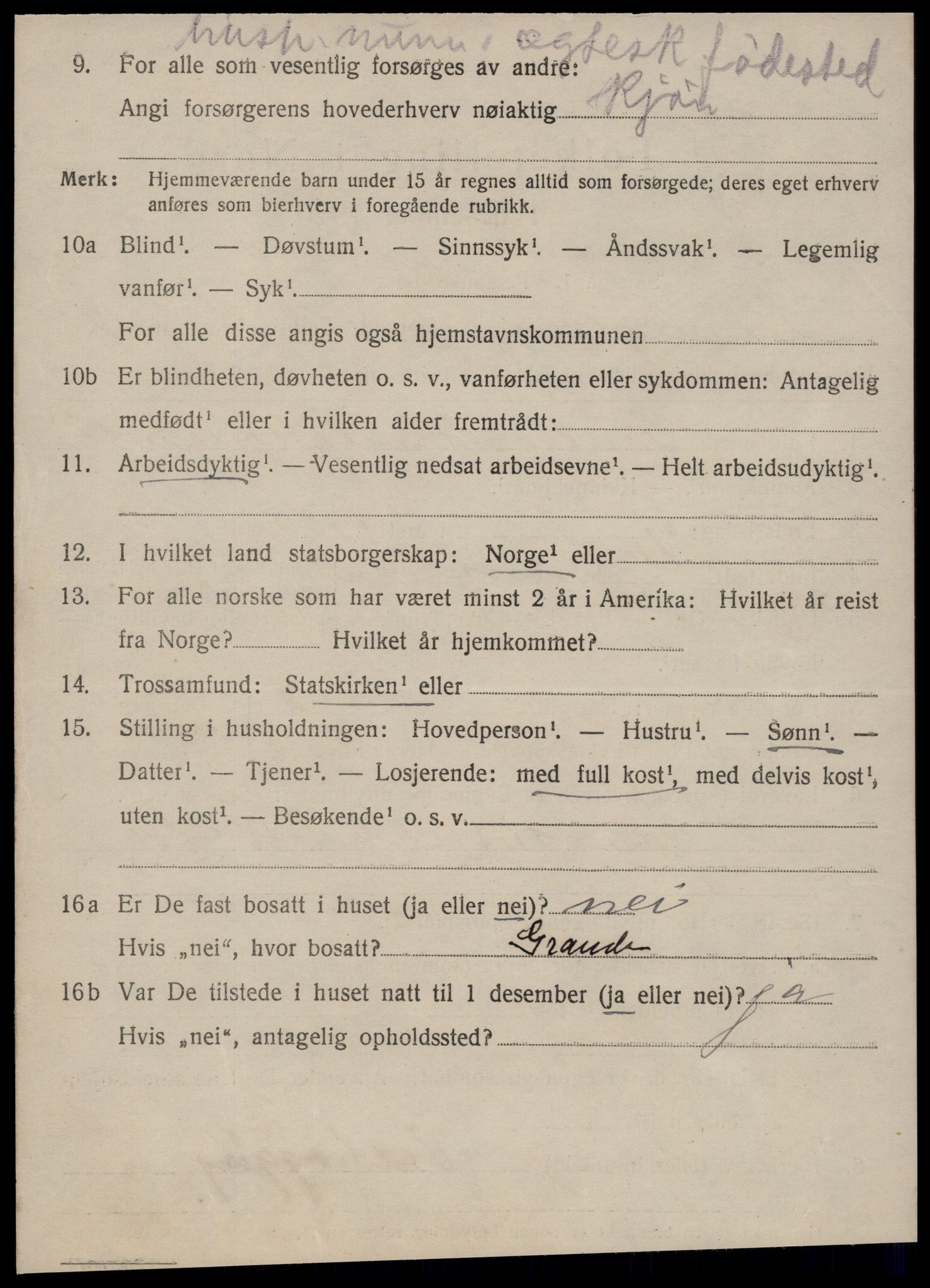 SAT, 1920 census for Sunnylven, 1920, p. 3649