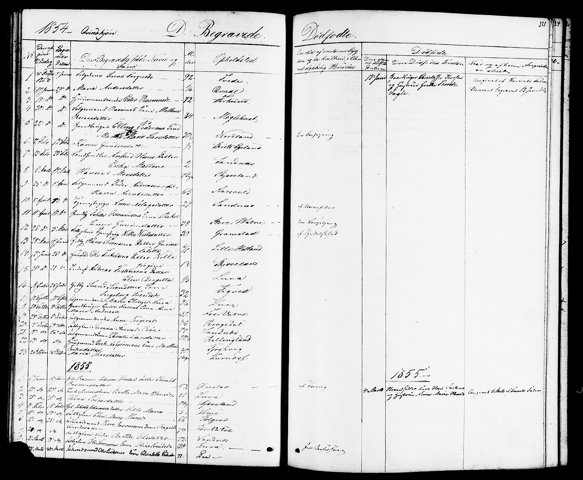 Høyland sokneprestkontor, SAST/A-101799/001/30BB/L0001: Parish register (copy) no. B 1, 1854-1873, p. 221