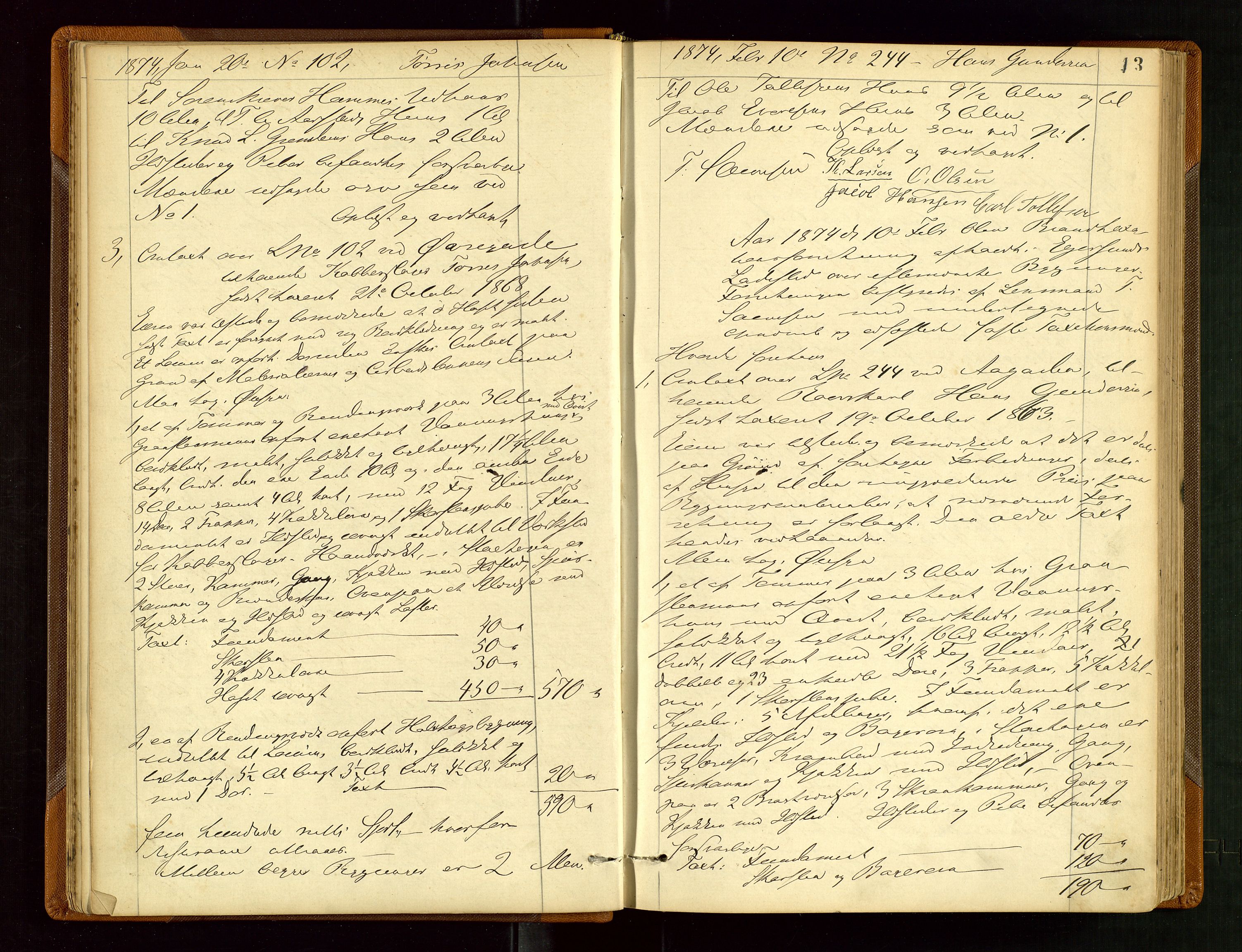Eigersund lensmannskontor, AV/SAST-A-100171/God/L0003: "Brandtaxationsprotokol", 1874-1886, p. 12b-13a