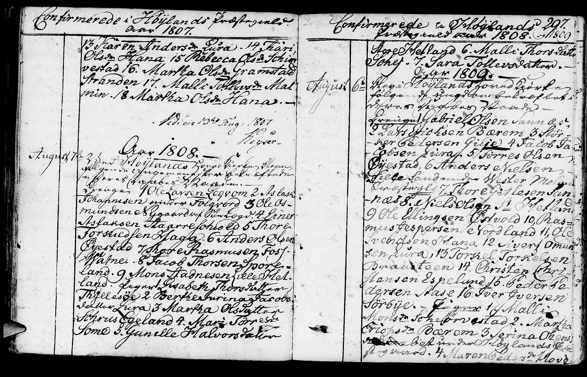 Høyland sokneprestkontor, SAST/A-101799/001/30BA/L0005: Parish register (official) no. A 5, 1804-1815, p. 297