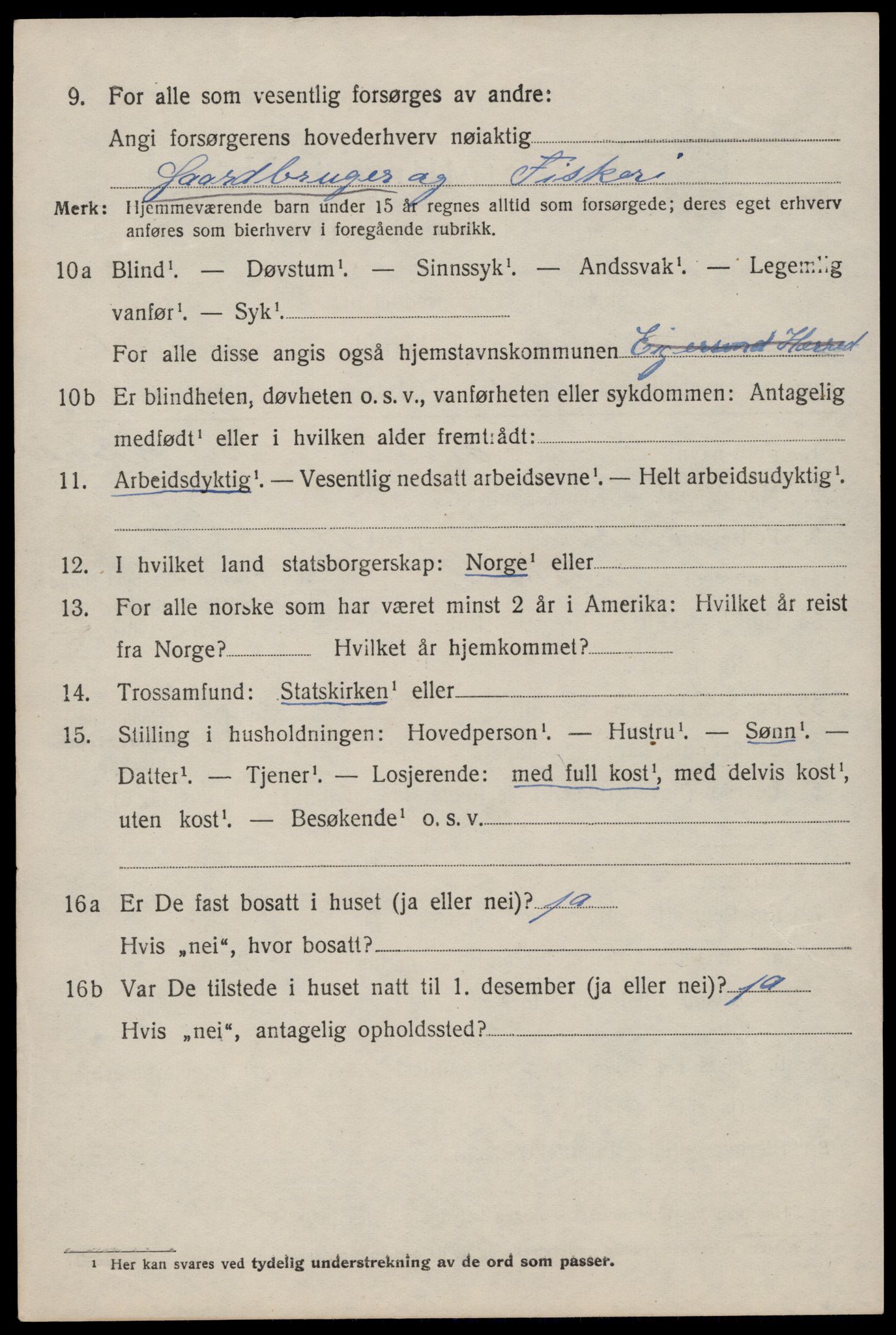 SAST, 1920 census for Eigersund, 1920, p. 1172