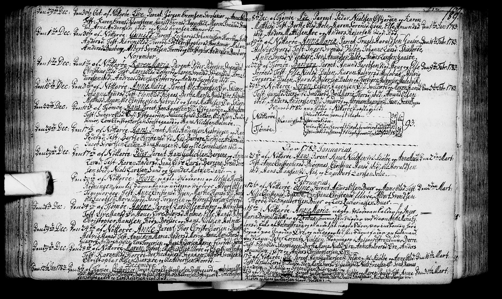 Nøtterøy kirkebøker, AV/SAKO-A-354/F/Fa/L0002: Parish register (official) no. I 2, 1738-1790, p. 189