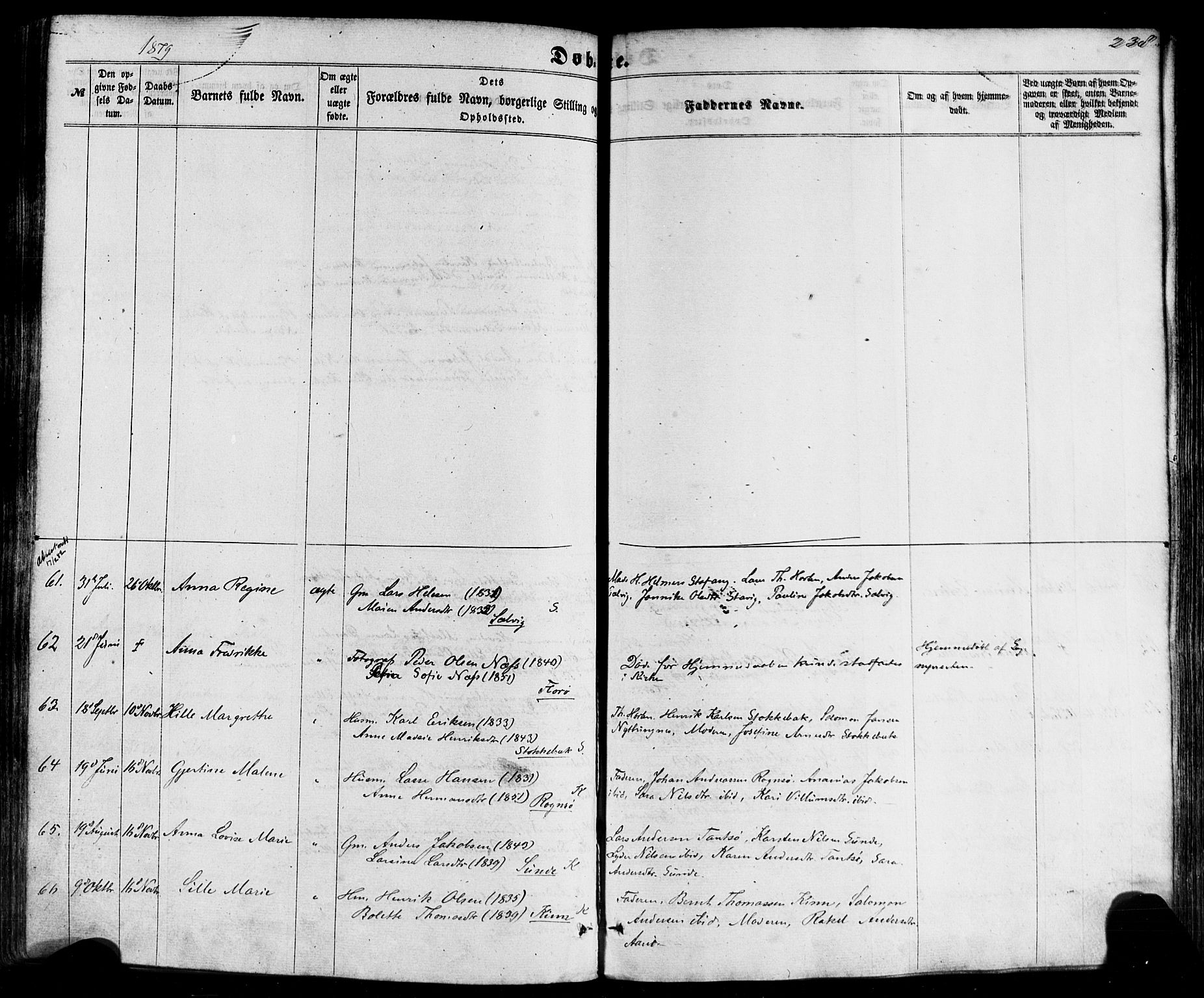 Kinn sokneprestembete, AV/SAB-A-80801/H/Haa/Haaa/L0006: Parish register (official) no. A 6, 1857-1885, p. 238