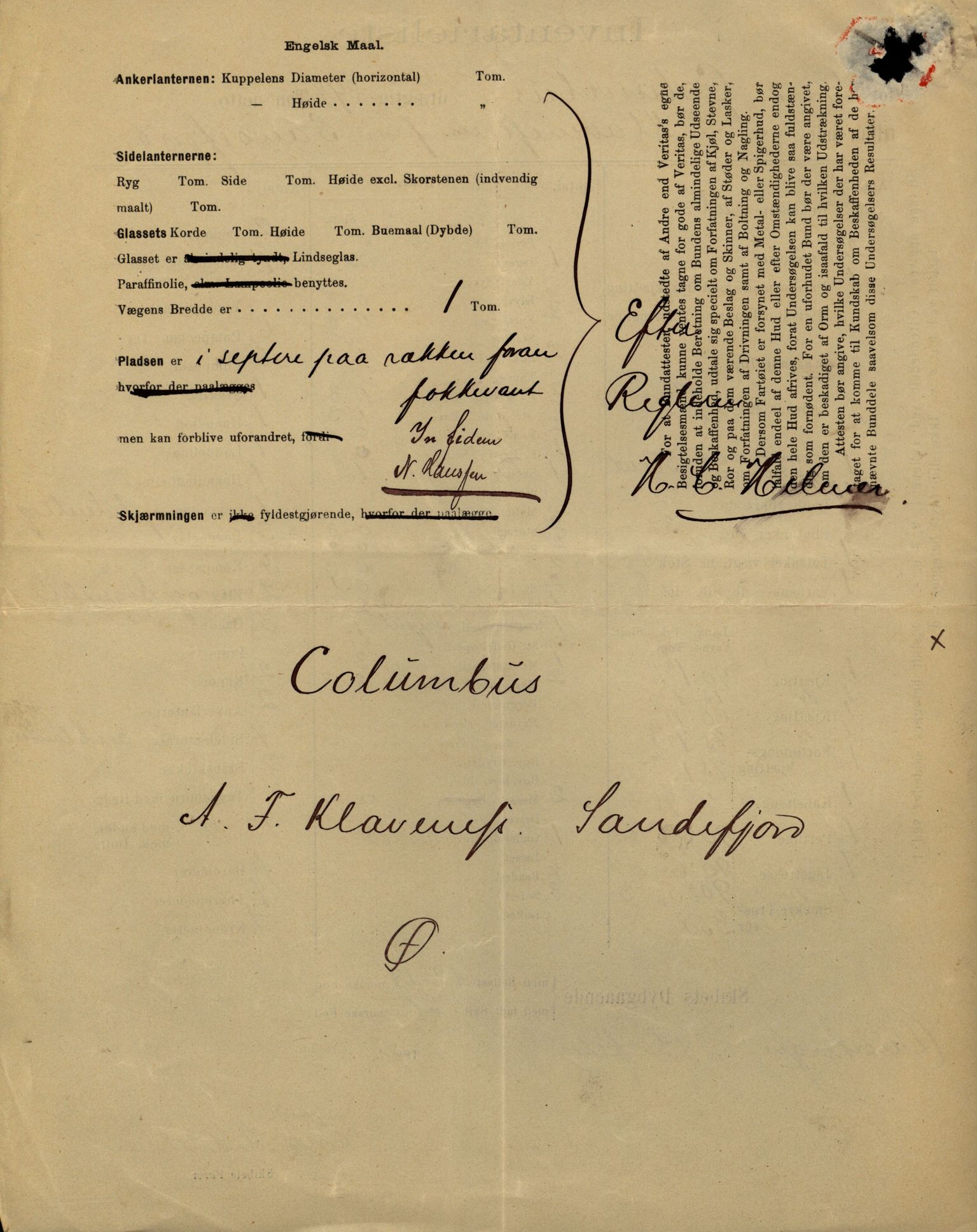 Pa 63 - Østlandske skibsassuranceforening, VEMU/A-1079/G/Ga/L0029/0002: Havaridokumenter / Johanne, Ocean, Capella, Columbus, Castro, 1892, p. 33