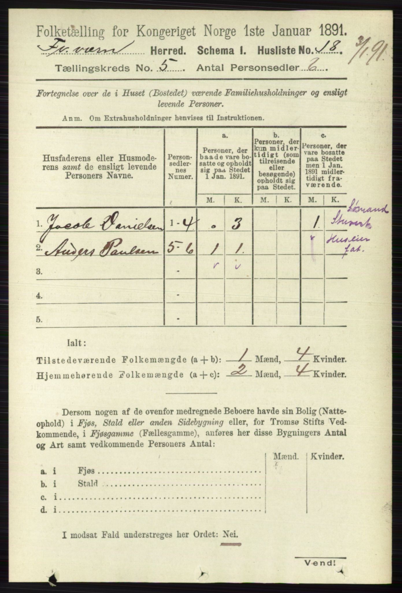 RA, 1891 census for 0798 Fredriksvern, 1891, p. 993