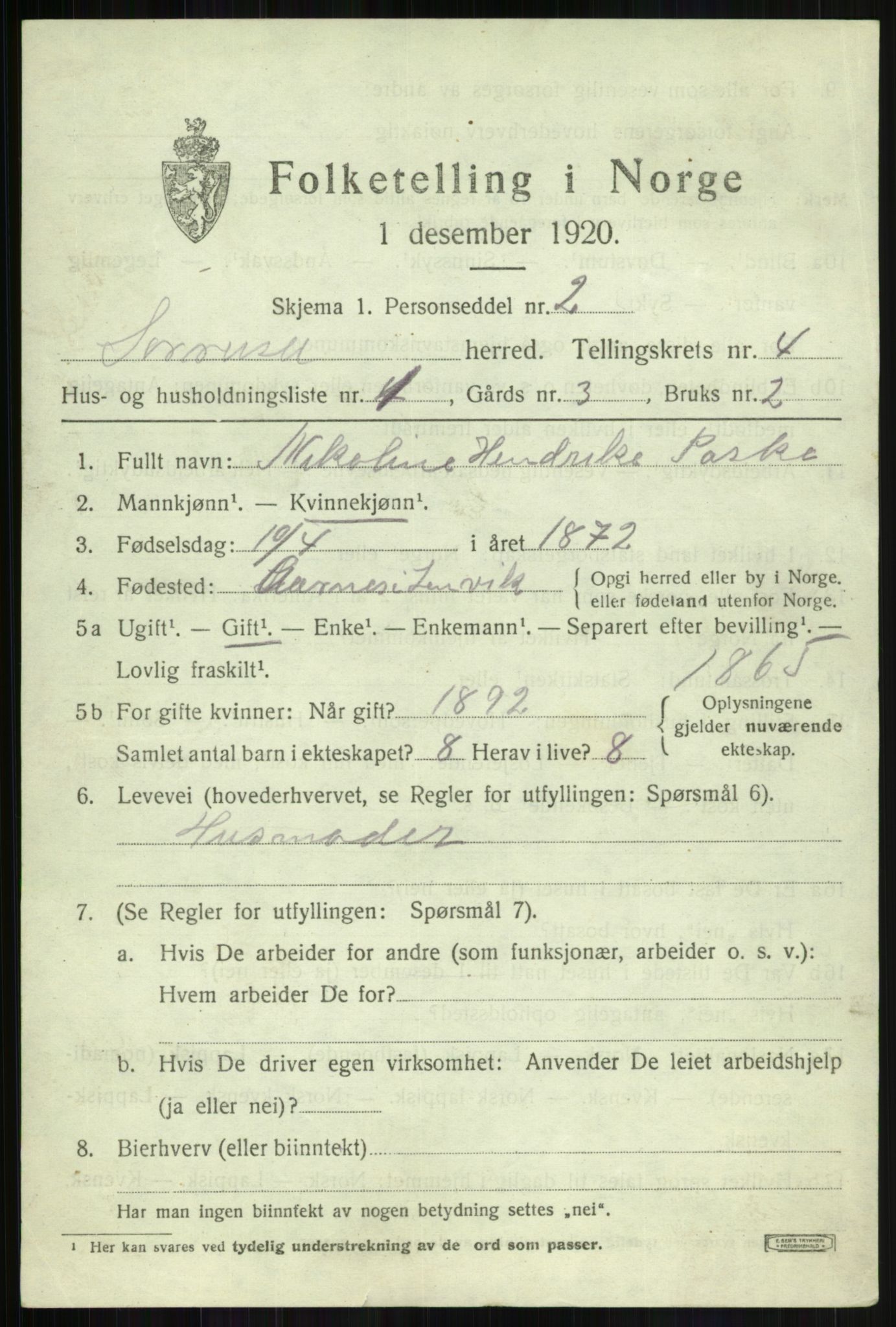 SATØ, 1920 census for Sørreisa, 1920, p. 1750