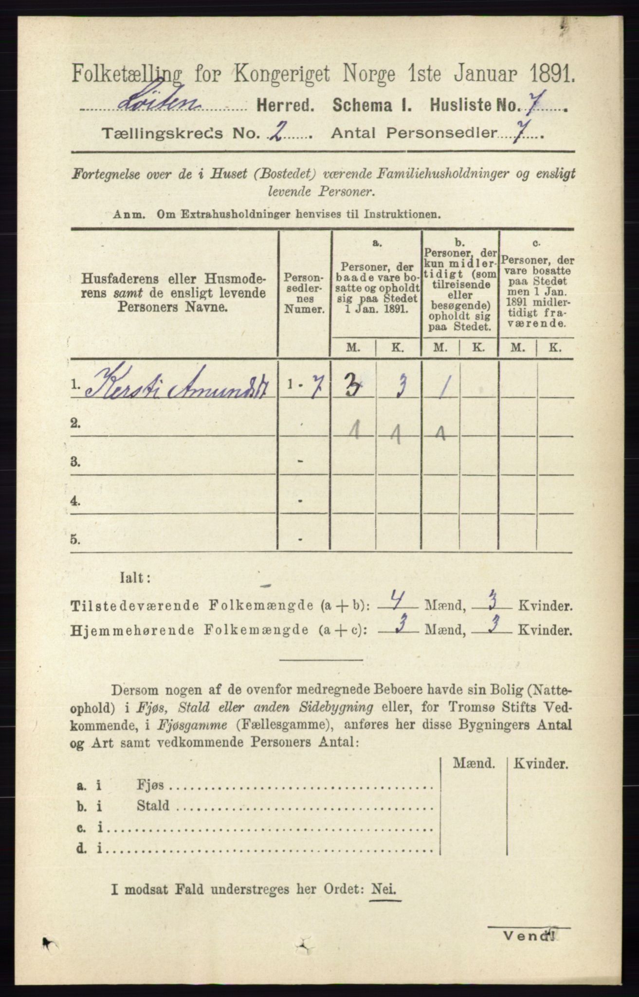 RA, 1891 census for 0415 Løten, 1891, p. 1379