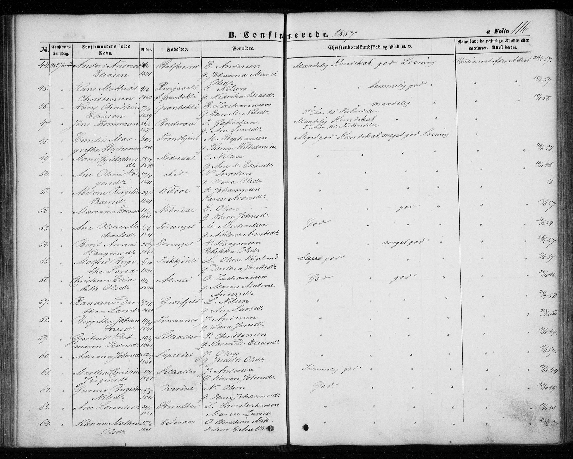 Ministerialprotokoller, klokkerbøker og fødselsregistre - Nordland, AV/SAT-A-1459/827/L0392: Parish register (official) no. 827A04, 1853-1866, p. 116