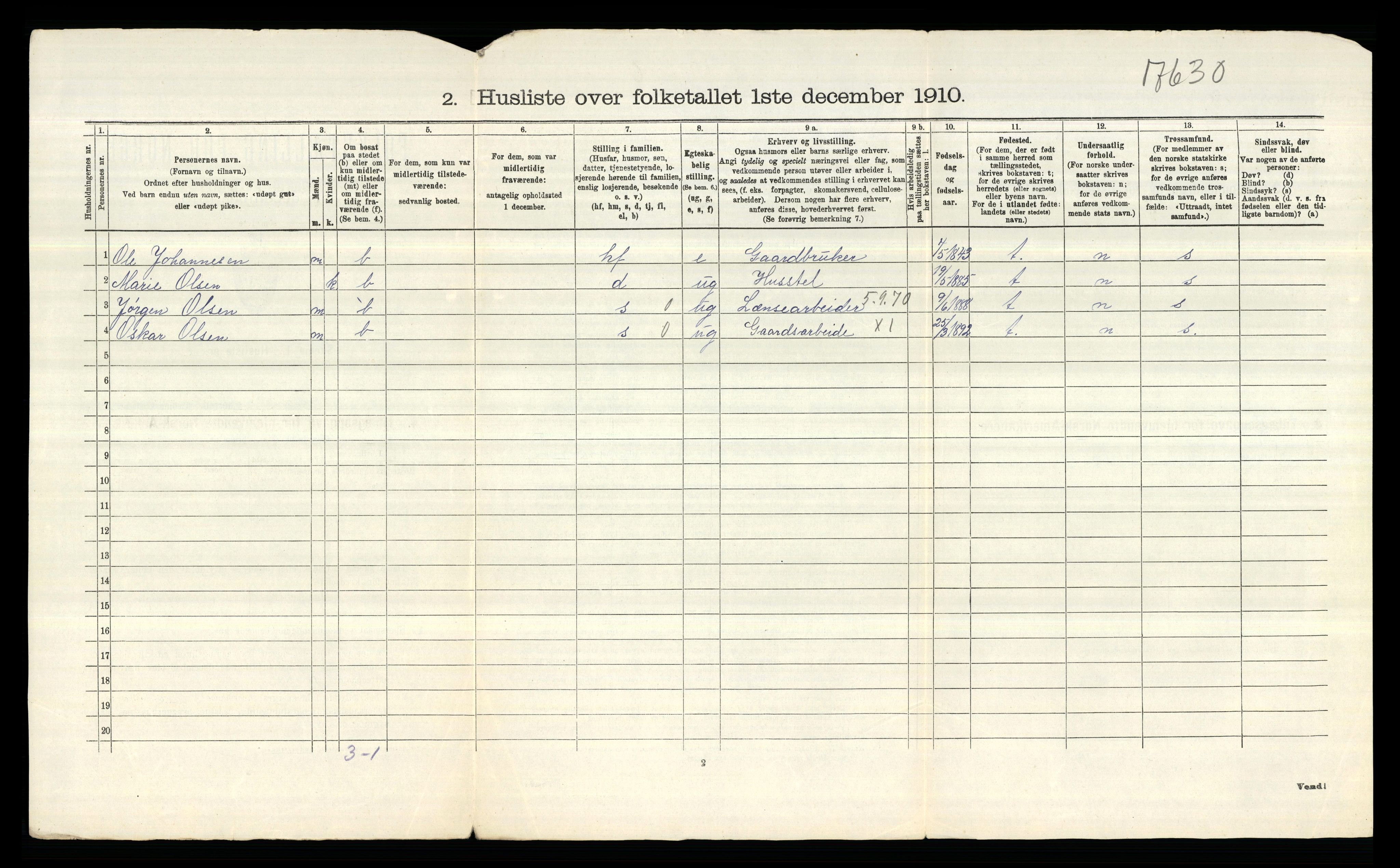 RA, 1910 census for Tune, 1910, p. 2365