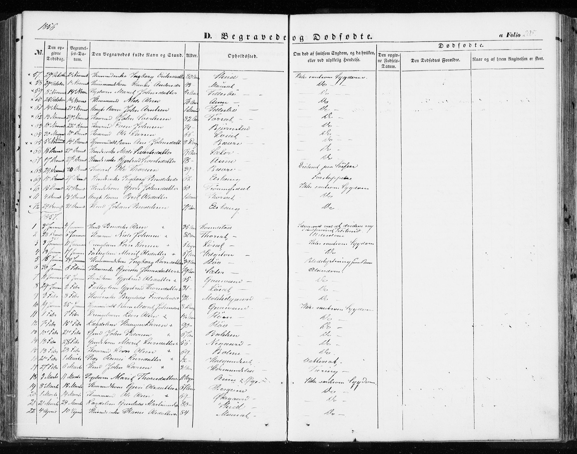 Ministerialprotokoller, klokkerbøker og fødselsregistre - Møre og Romsdal, SAT/A-1454/595/L1044: Parish register (official) no. 595A06, 1852-1863, p. 205