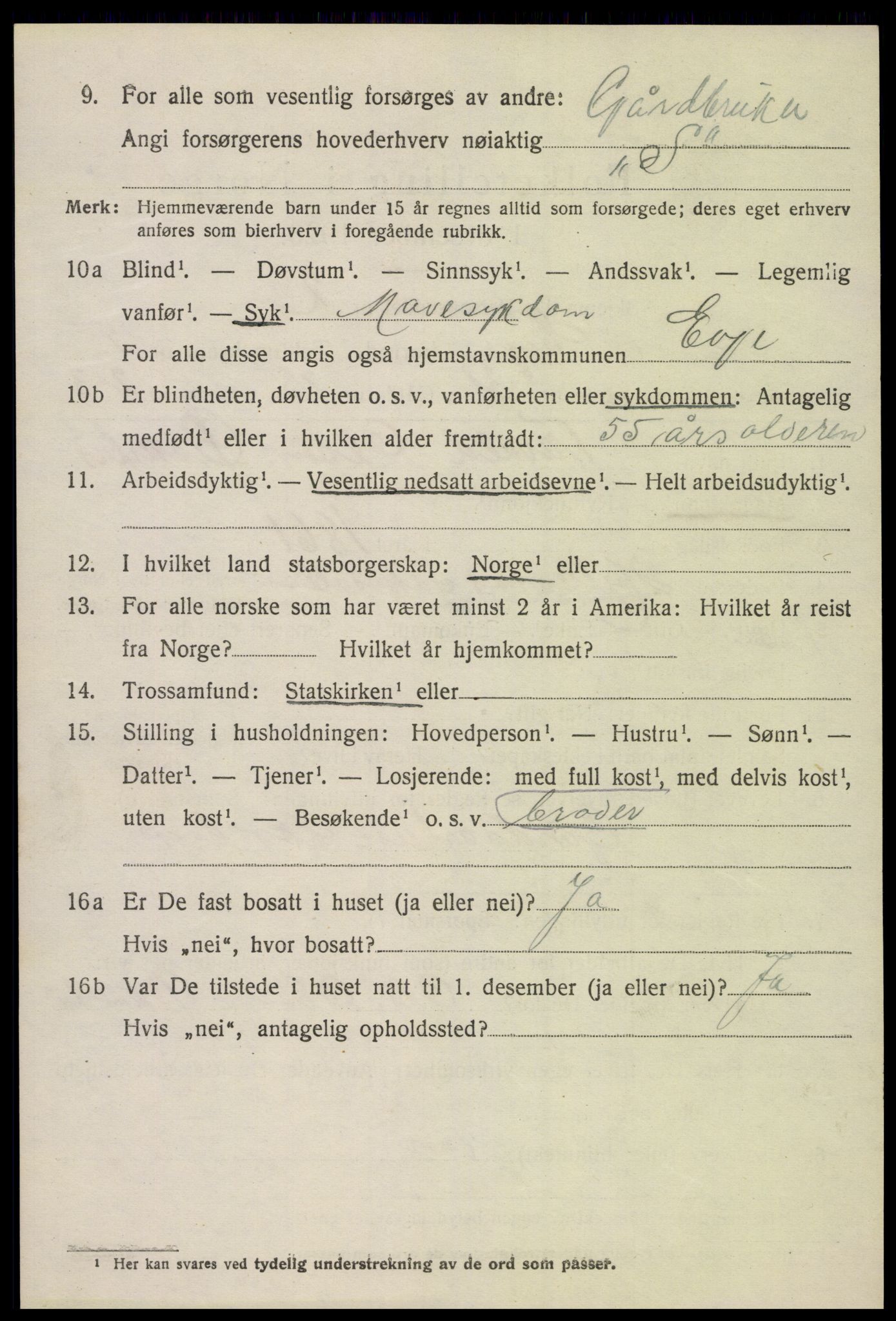 SAK, 1920 census for Evje, 1920, p. 1943