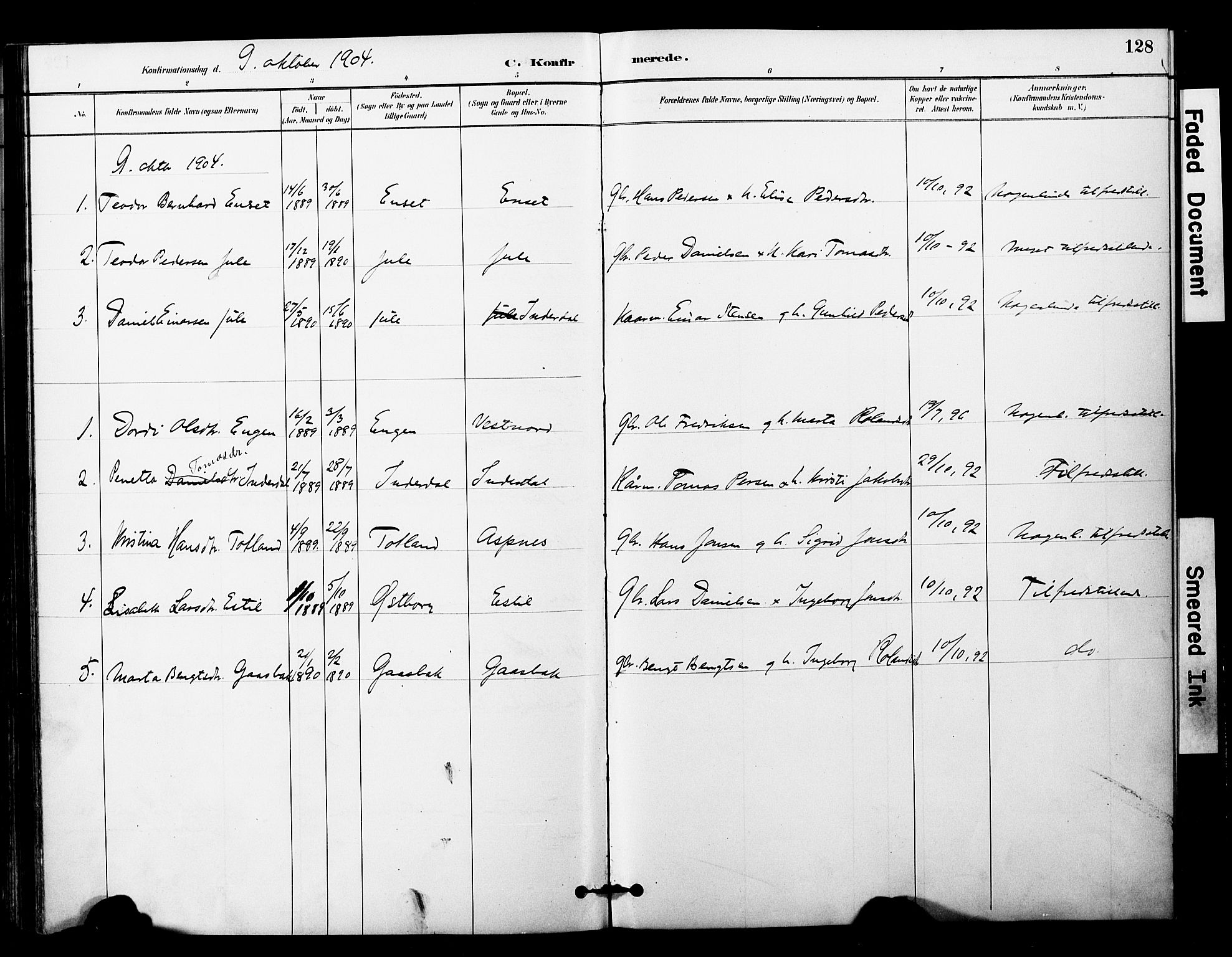 Ministerialprotokoller, klokkerbøker og fødselsregistre - Nord-Trøndelag, AV/SAT-A-1458/757/L0505: Parish register (official) no. 757A01, 1882-1904, p. 128