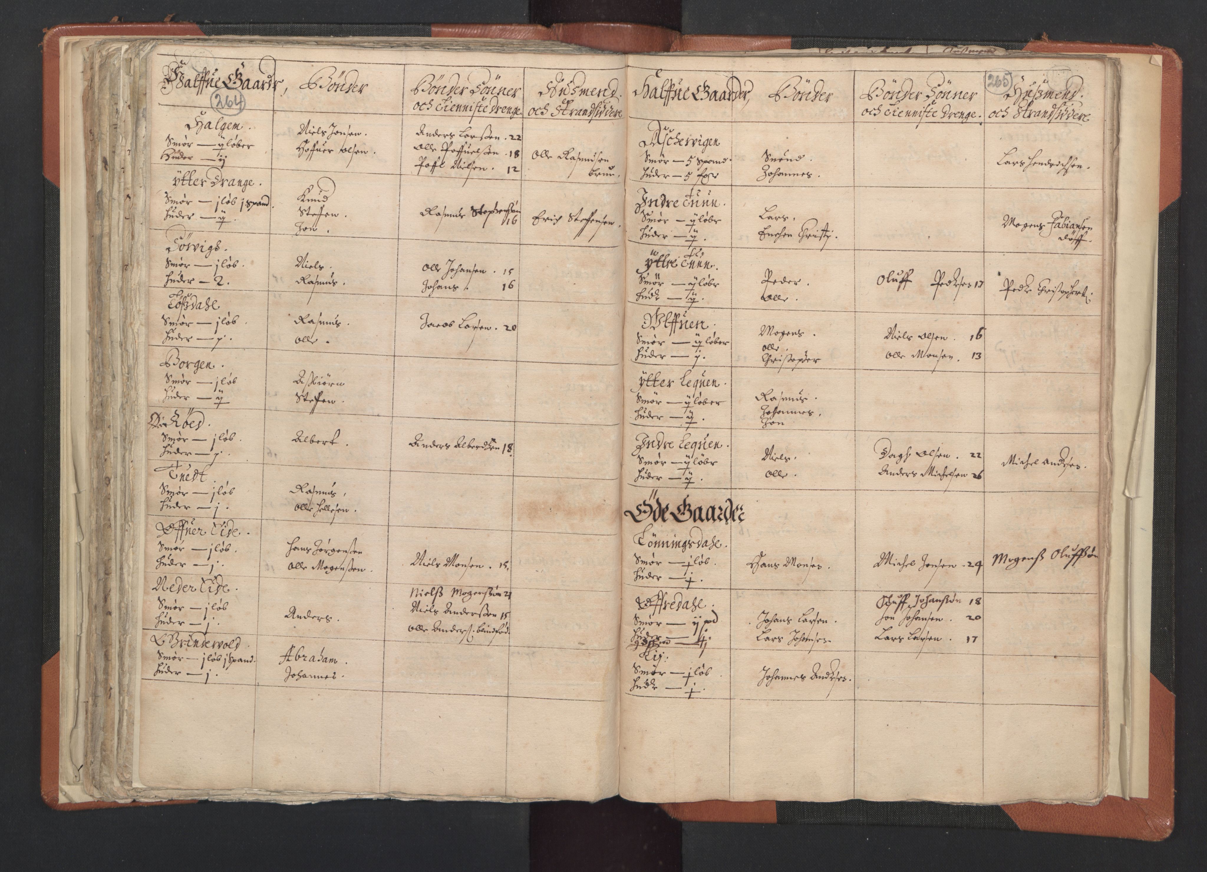 RA, Vicar's Census 1664-1666, no. 20: Sunnhordland deanery, 1664-1666, p. 264-265