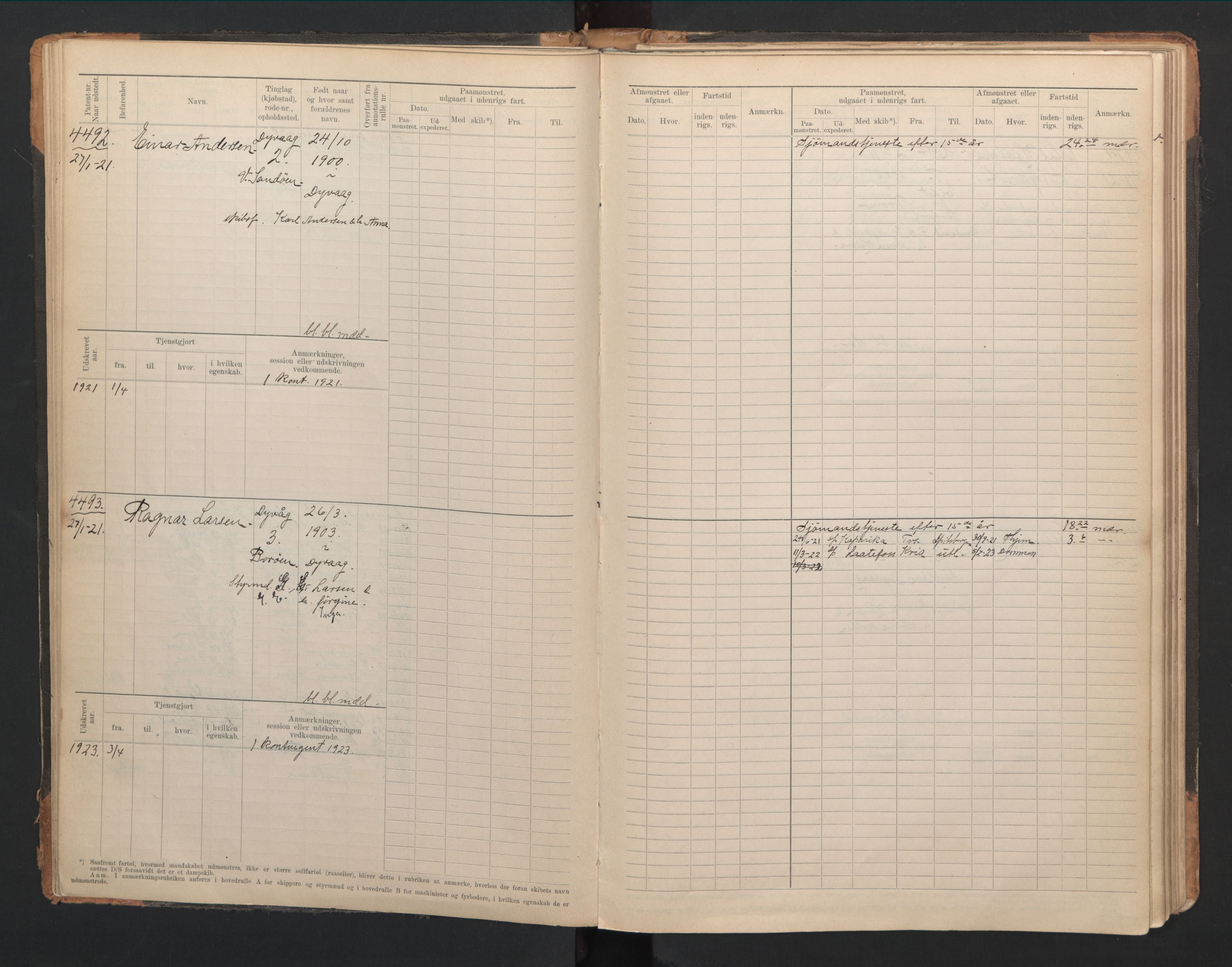 Tvedestrand mønstringskrets, AV/SAK-2031-0011/F/Fb/L0021: Hovedrulle A nr 4410-4797, U-37, 1918-1930, p. 48