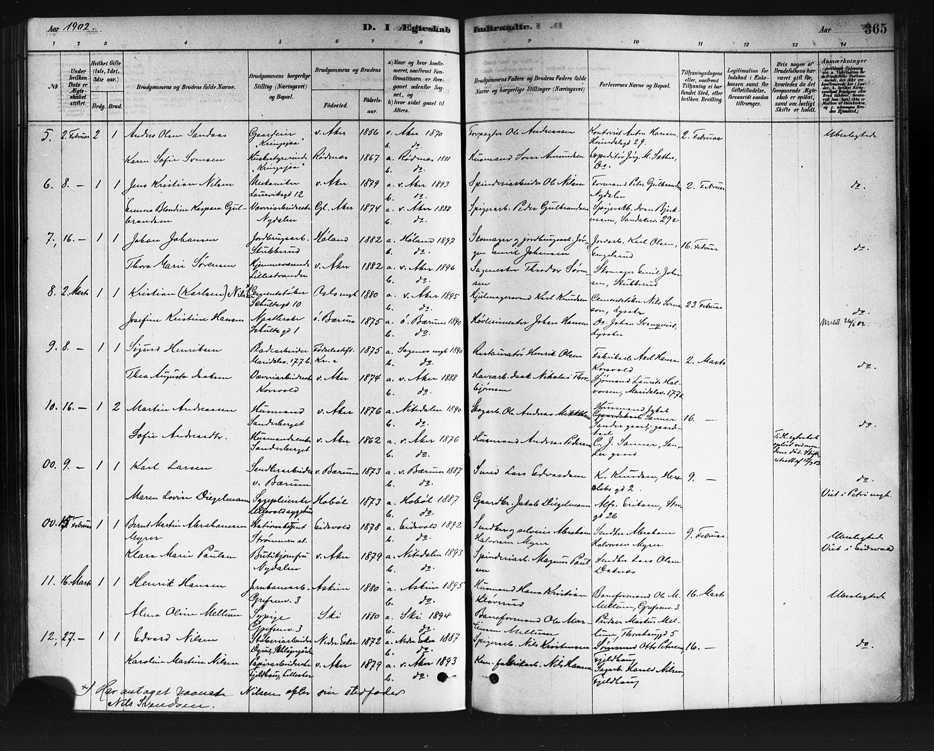 Vestre Aker prestekontor Kirkebøker, AV/SAO-A-10025/F/Fa/L0008: Parish register (official) no. 8, 1878-1903, p. 365