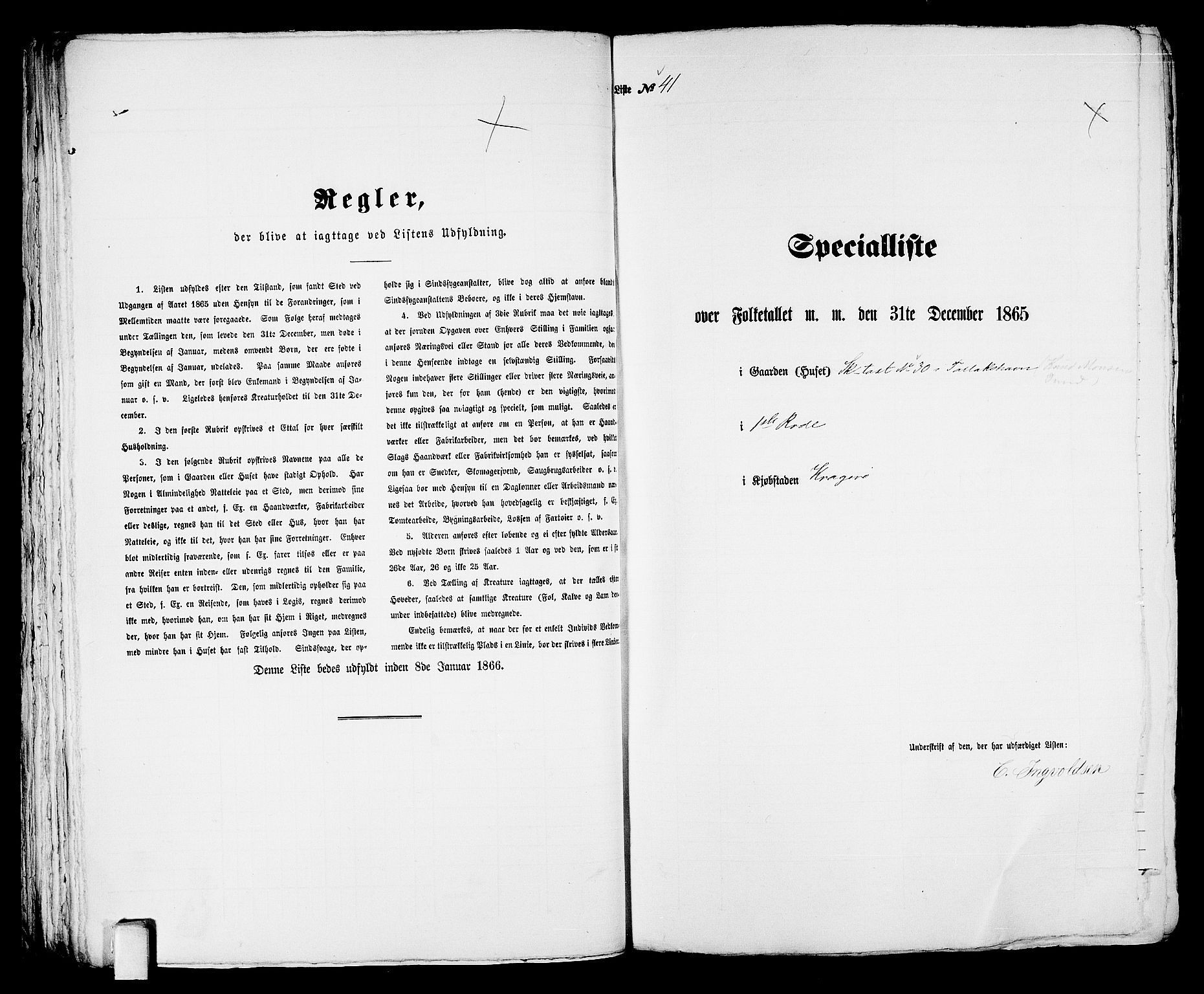 RA, 1865 census for Kragerø/Kragerø, 1865, p. 91