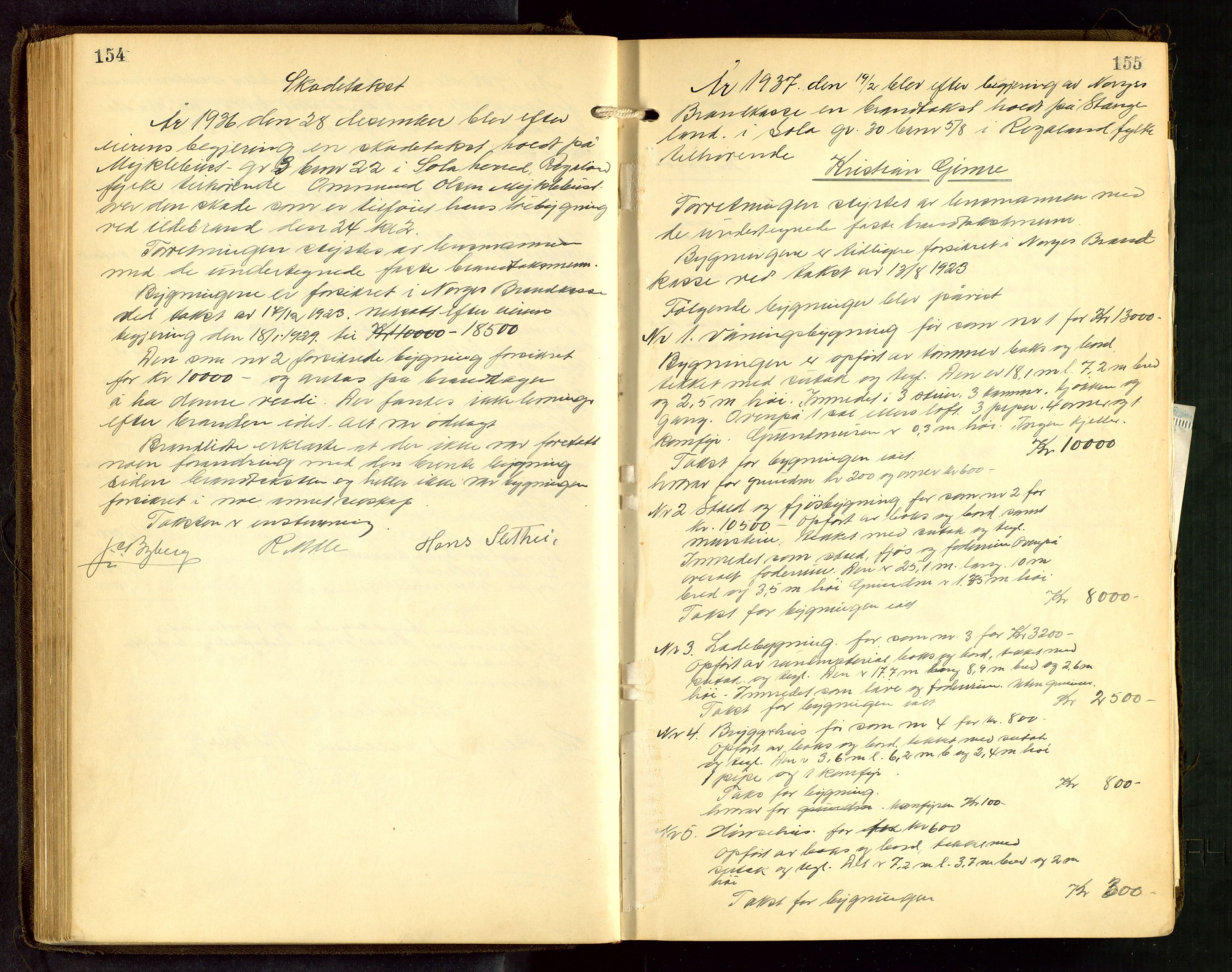 Håland lensmannskontor, AV/SAST-A-100100/Go/L0005: "Brandtakstprotokoll"  Register i boken., 1929-1948, p. 154-155