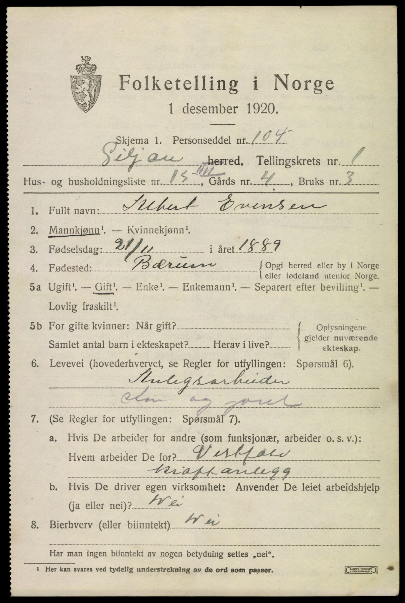 SAKO, 1920 census for Siljan, 1920, p. 925