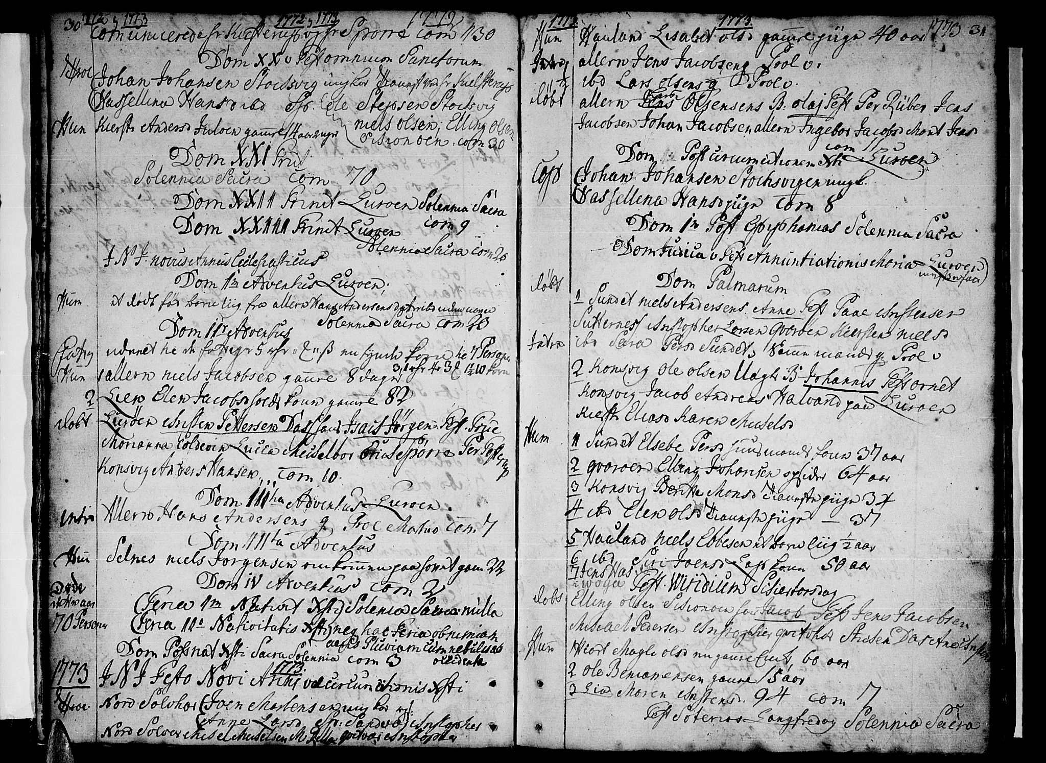 Ministerialprotokoller, klokkerbøker og fødselsregistre - Nordland, SAT/A-1459/839/L0563: Parish register (official) no. 839A01 /1, 1767-1824, p. 30-31