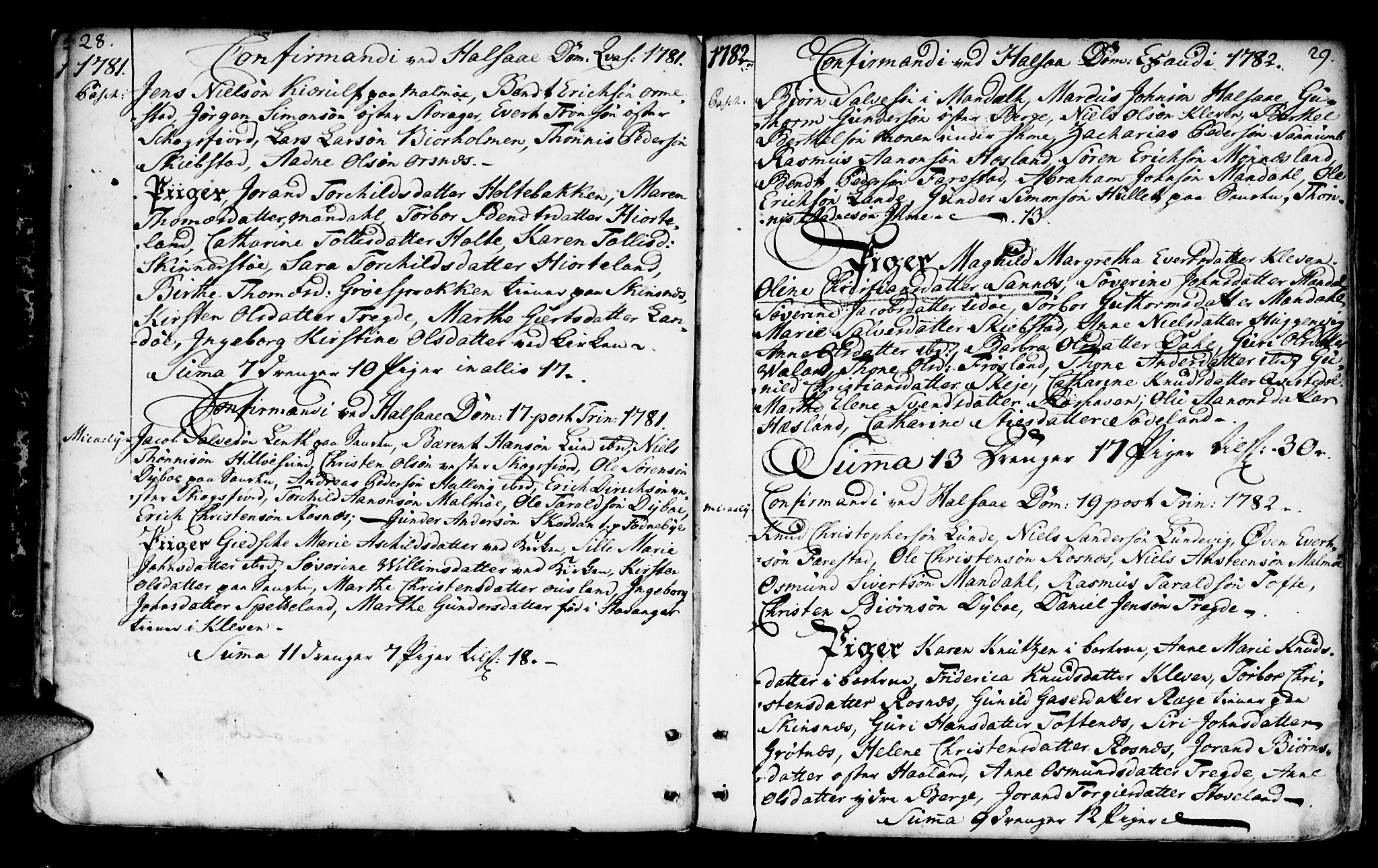 Mandal sokneprestkontor, SAK/1111-0030/F/Fa/Faa/L0004: Parish register (official) no. A 4, 1745-1817, p. 28-29