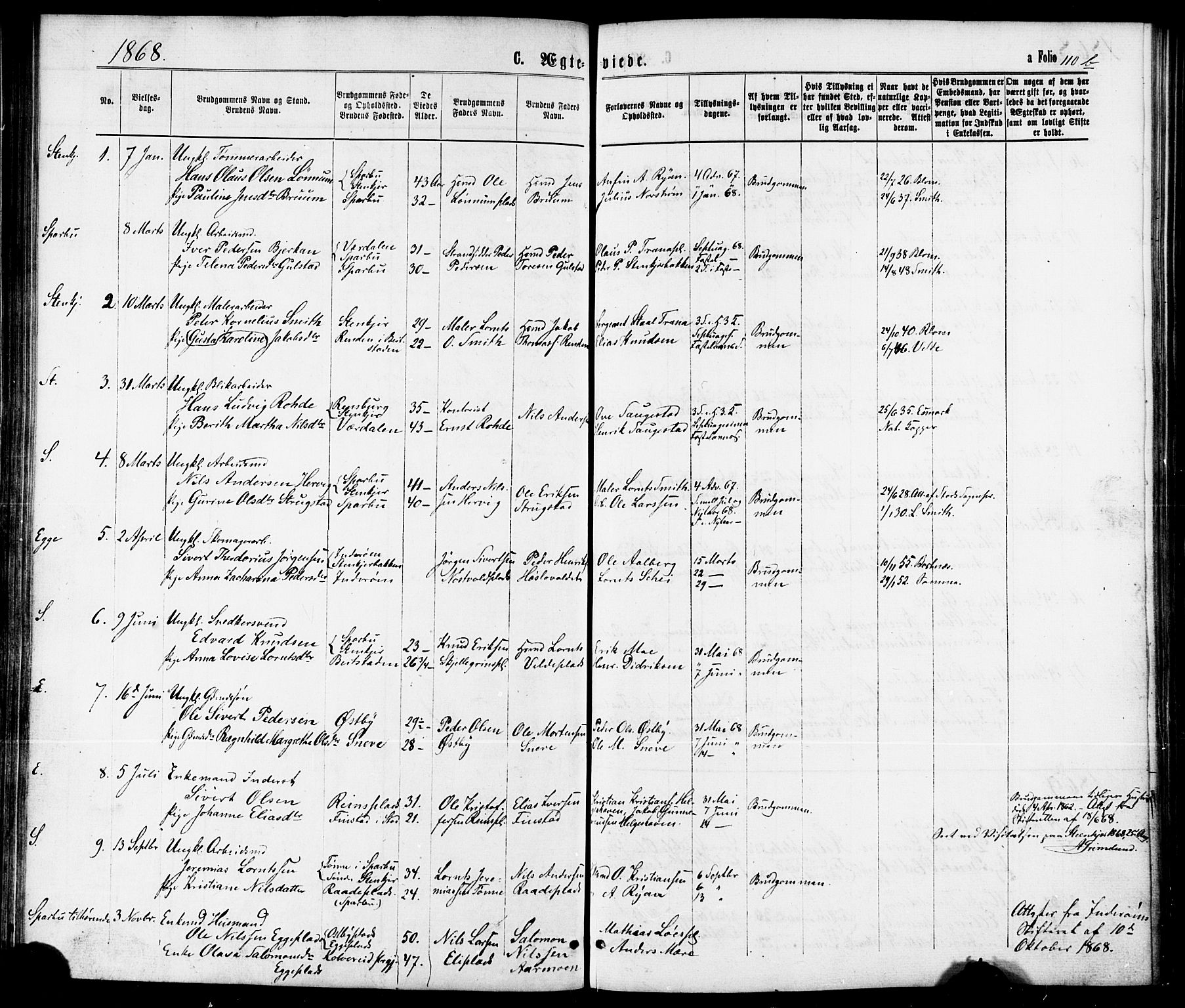 Ministerialprotokoller, klokkerbøker og fødselsregistre - Nord-Trøndelag, SAT/A-1458/739/L0370: Parish register (official) no. 739A02, 1868-1881, p. 110b
