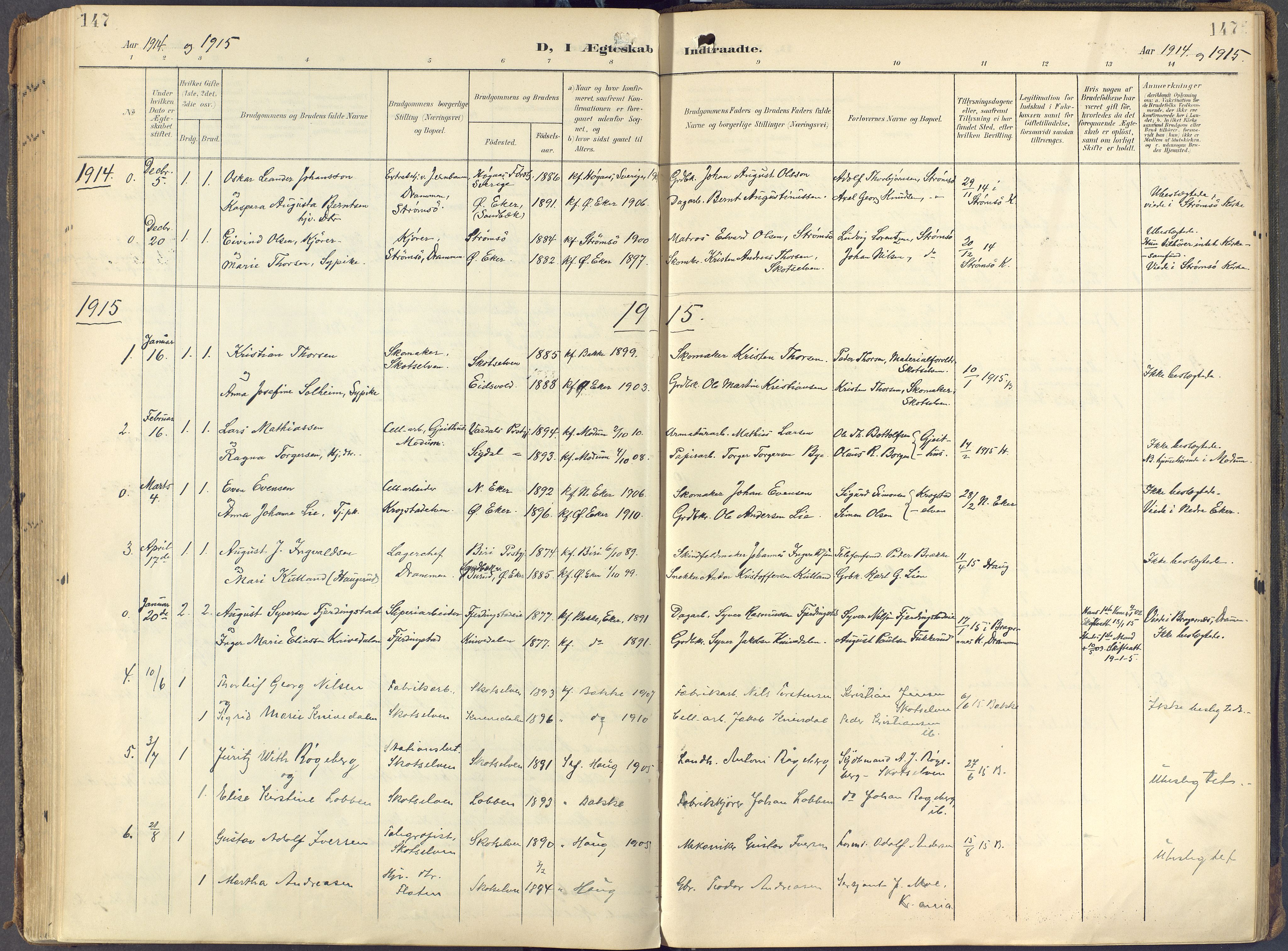 Eiker kirkebøker, SAKO/A-4/F/Fc/L0004: Parish register (official) no. III 4, 1900-1919, p. 147