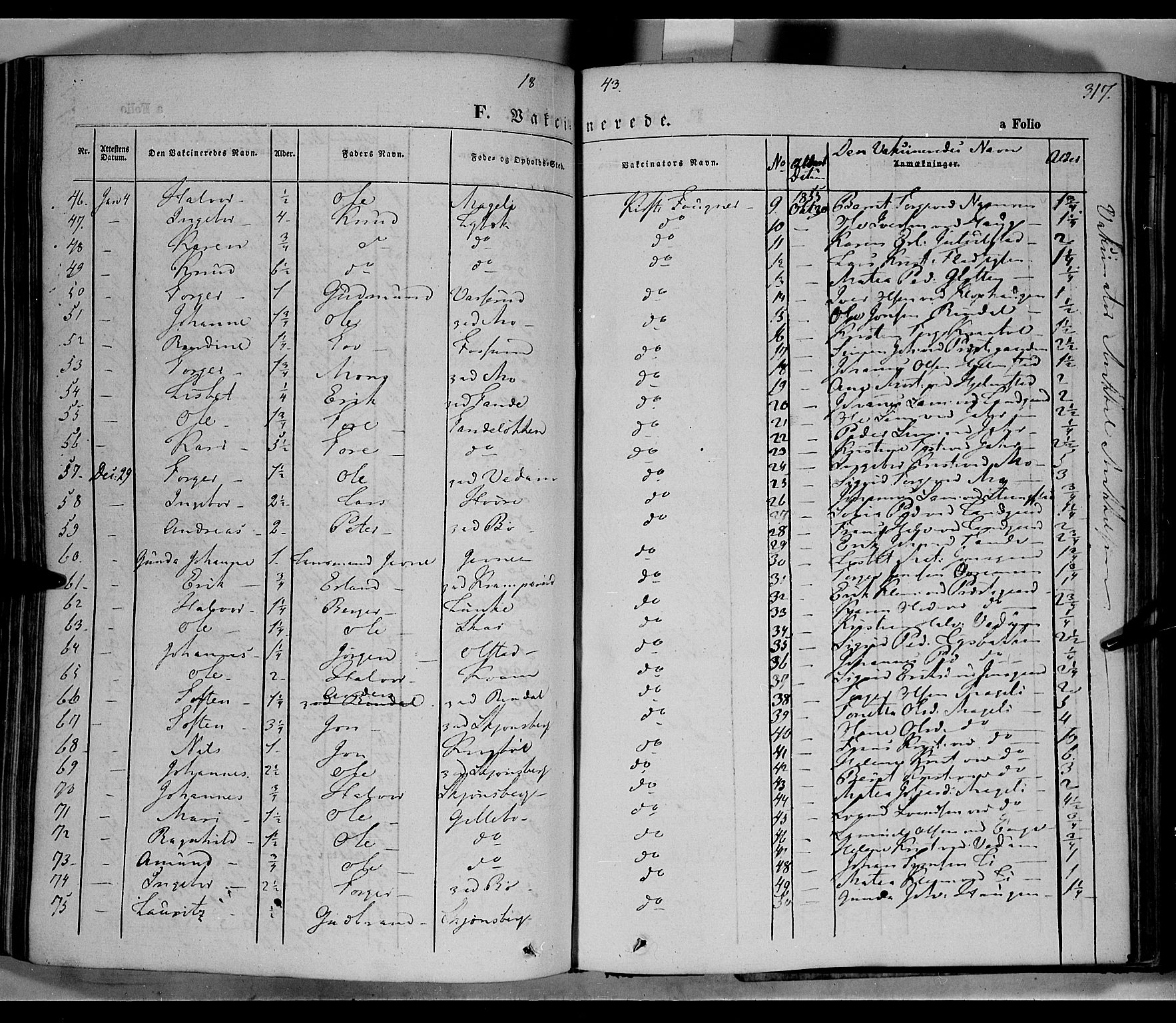 Øyer prestekontor, SAH/PREST-084/H/Ha/Haa/L0005: Parish register (official) no. 5, 1842-1857, p. 317