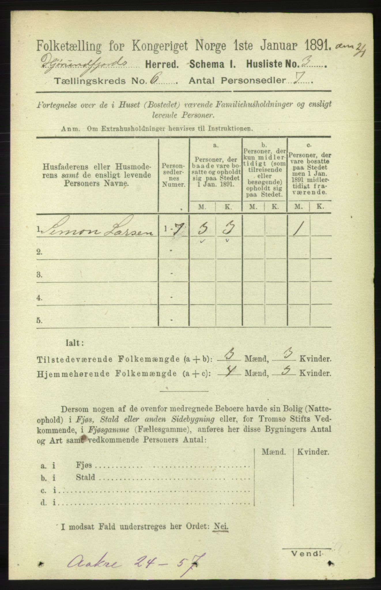 RA, 1891 census for 1522 Hjørundfjord, 1891, p. 1163