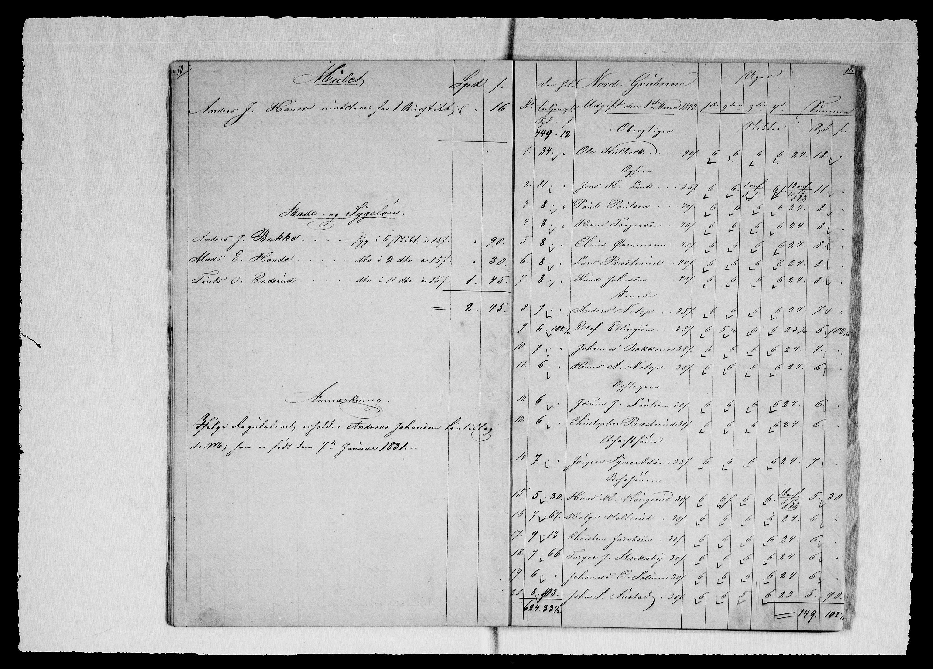 Modums Blaafarveværk, AV/RA-PA-0157/G/Gd/Gdd/L0269/0001: -- / Regning over gruver pukkverk m.v., 1843, p. 7