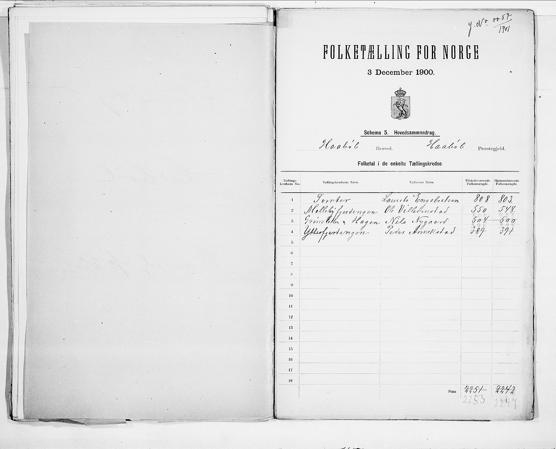 SAO, 1900 census for Hobøl, 1900, p. 2