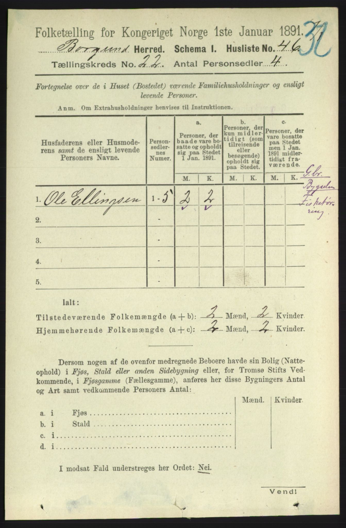 RA, 1891 census for 1531 Borgund, 1891, p. 6638