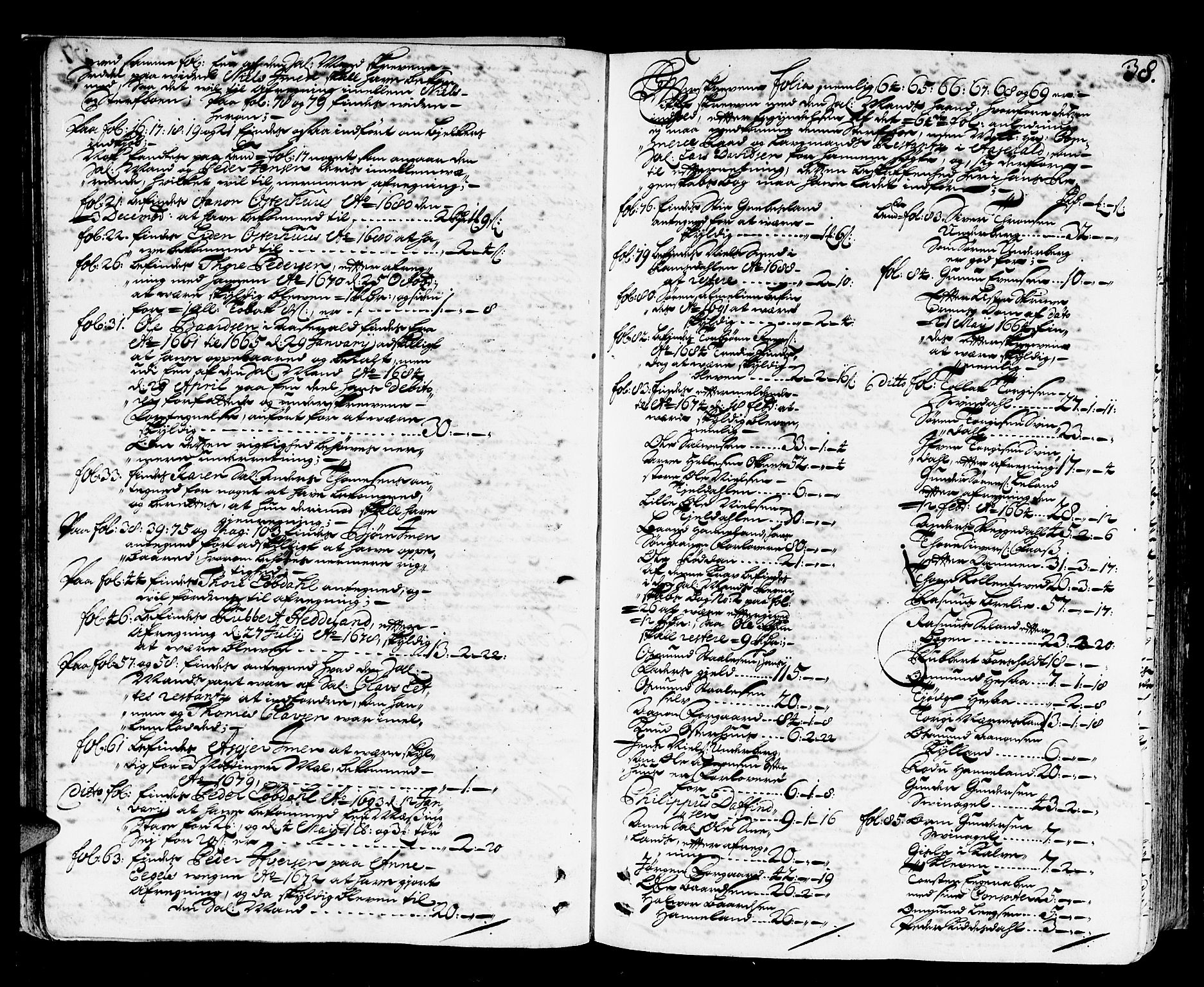 Mandal sorenskriveri, SAK/1221-0005/001/H/Hc/L0008: Skifteprotokoll med register, original i eske nr 4a, 1693-1702, p. 37b-38a