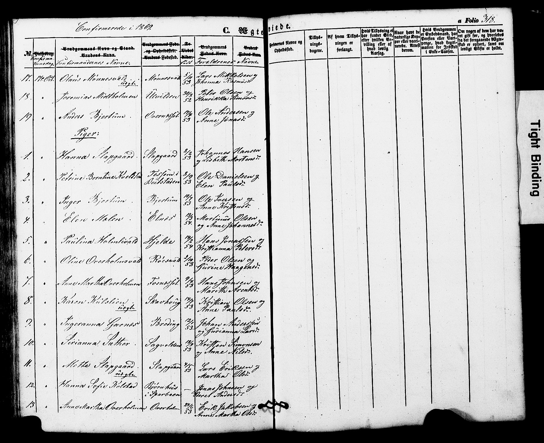 Ministerialprotokoller, klokkerbøker og fødselsregistre - Nord-Trøndelag, SAT/A-1458/724/L0268: Parish register (copy) no. 724C04, 1846-1878, p. 318