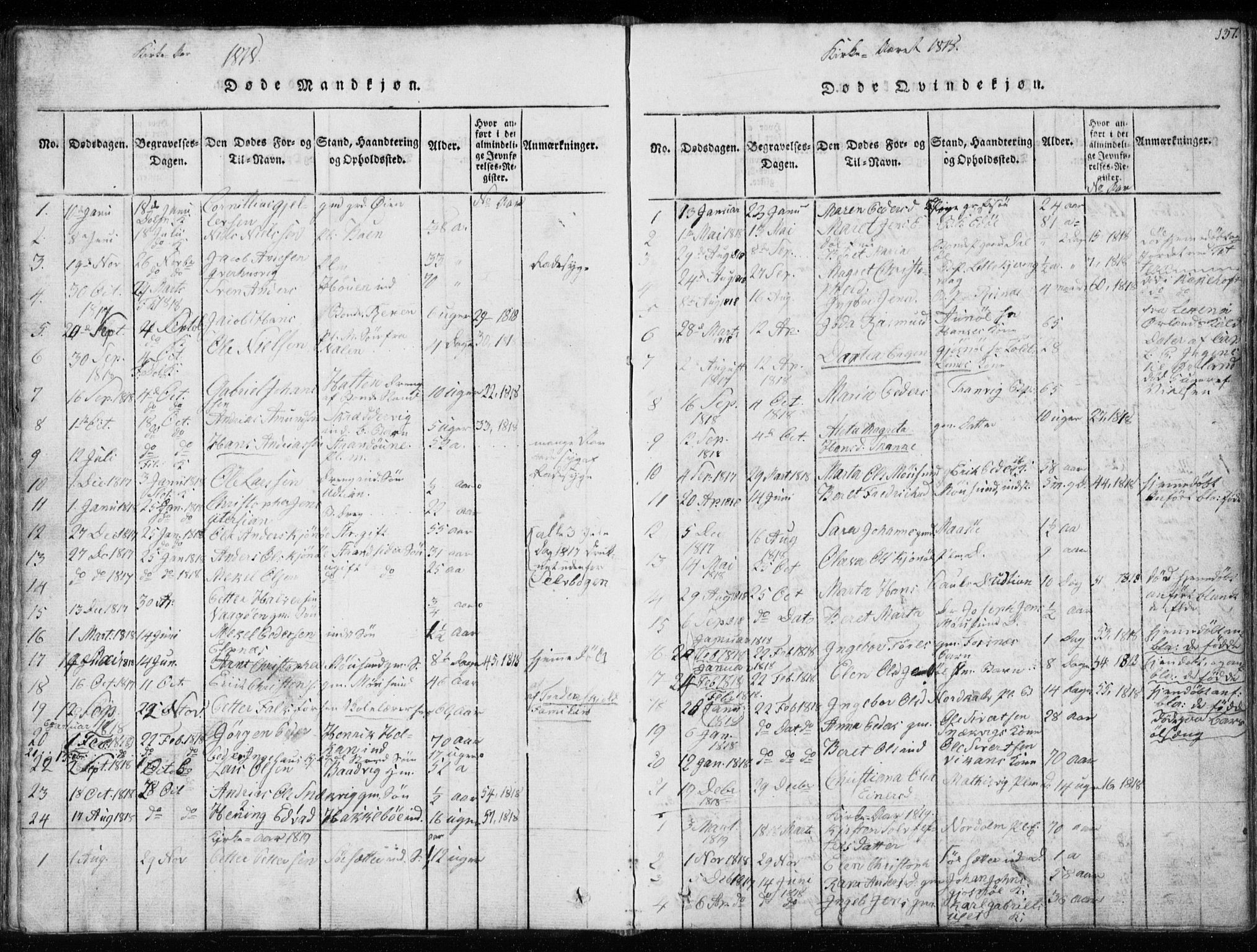 Ministerialprotokoller, klokkerbøker og fødselsregistre - Sør-Trøndelag, SAT/A-1456/634/L0527: Parish register (official) no. 634A03, 1818-1826, p. 137