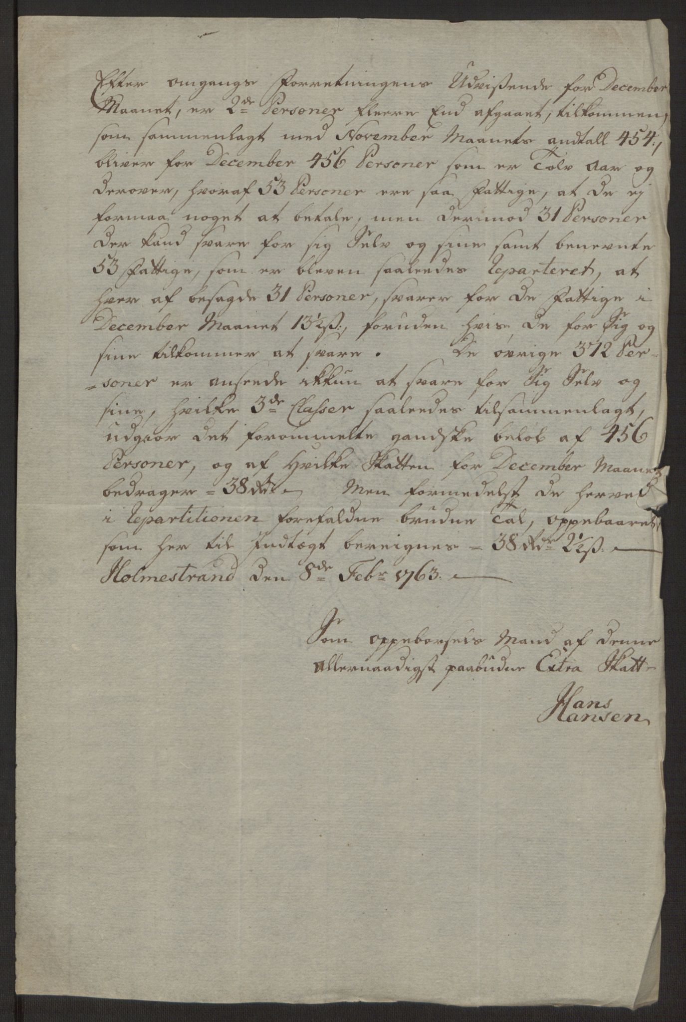 Rentekammeret inntil 1814, Reviderte regnskaper, Byregnskaper, AV/RA-EA-4066/R/Rh/L0163/0001: [H4] Kontribusjonsregnskap / Ekstraskatt, Holmestrand, 1762-1772, p. 29