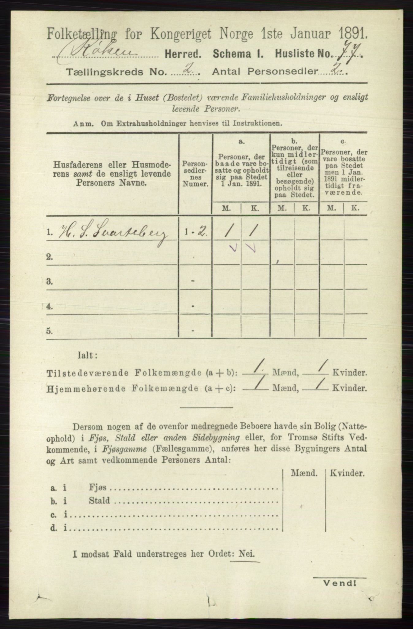 RA, 1891 census for 0627 Røyken, 1891, p. 544